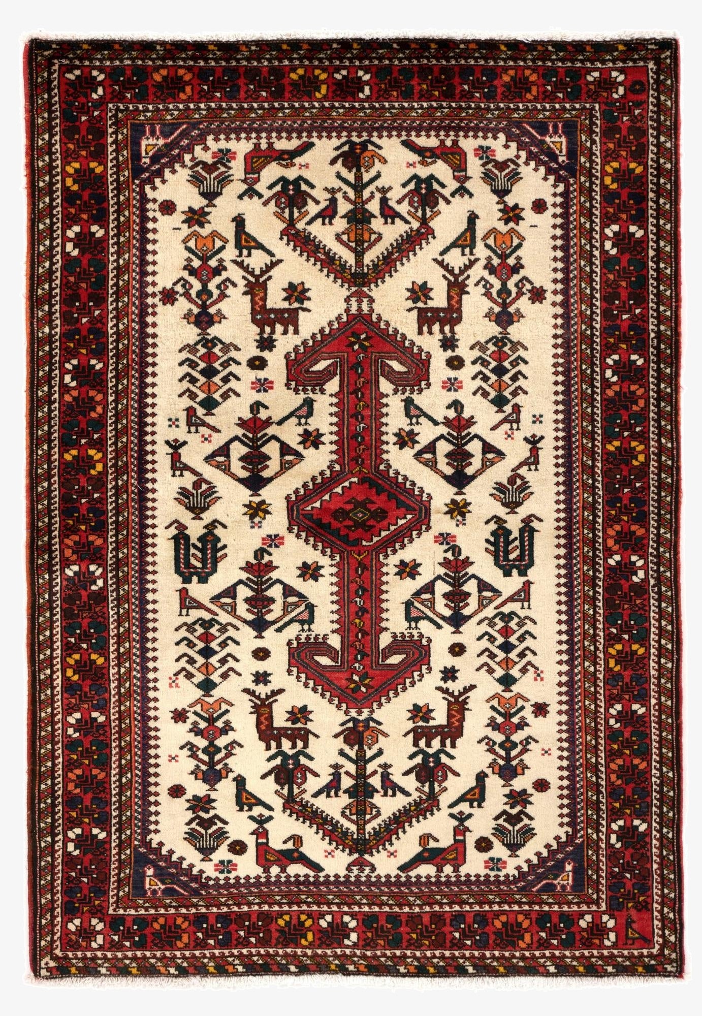 3' 6 x 5' 3 Hand Knotted Nasrabad Persian Wool Rug