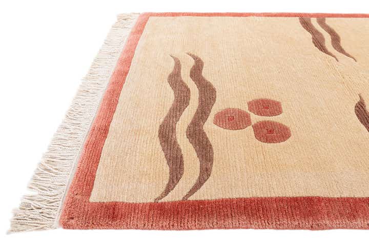 3' 4 x 4' 10 Hand Knotted Nepal Wool Rug