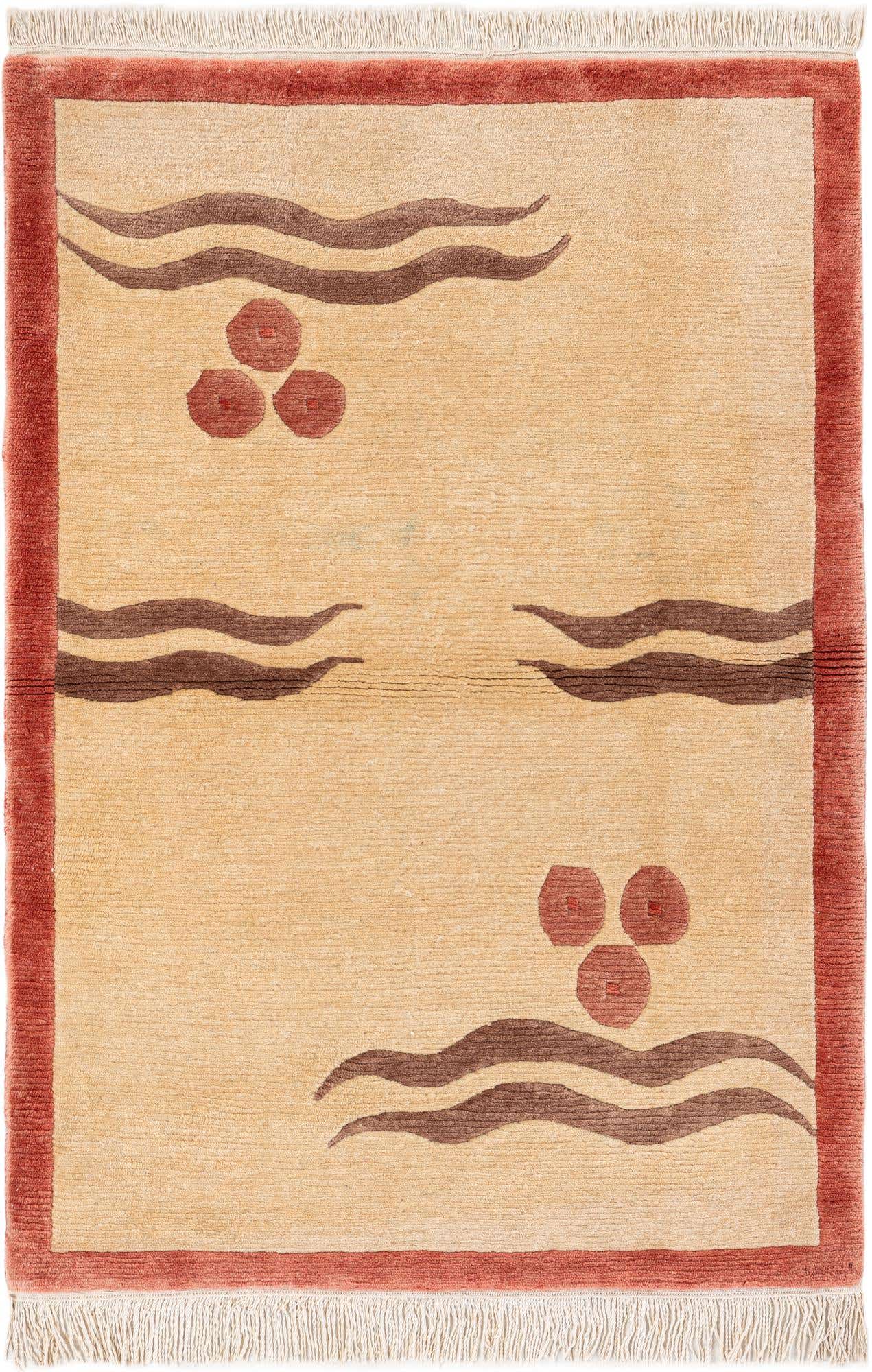 3' 4 x 4' 10 Hand Knotted Nepal Wool Rug
