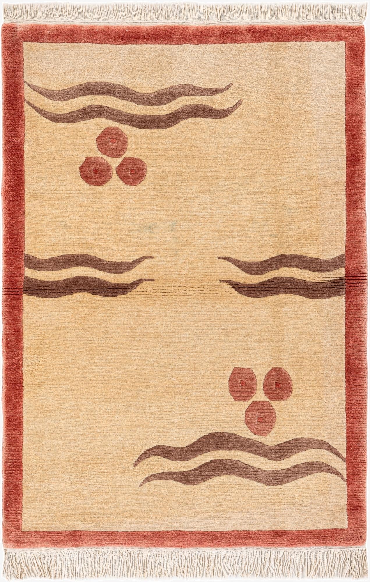3' 4 x 4' 10  Hand Knotted Nepal Wool Rug