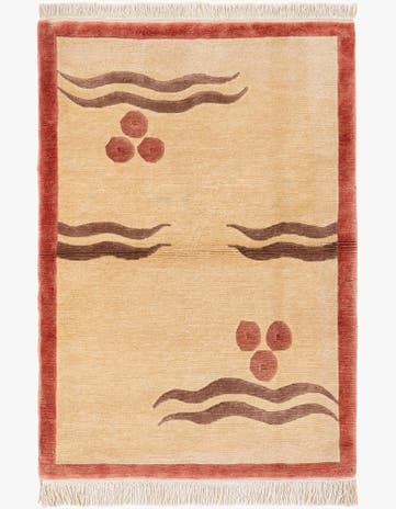 3' 4 x 4' 10 Hand Knotted Nepal Wool Rug