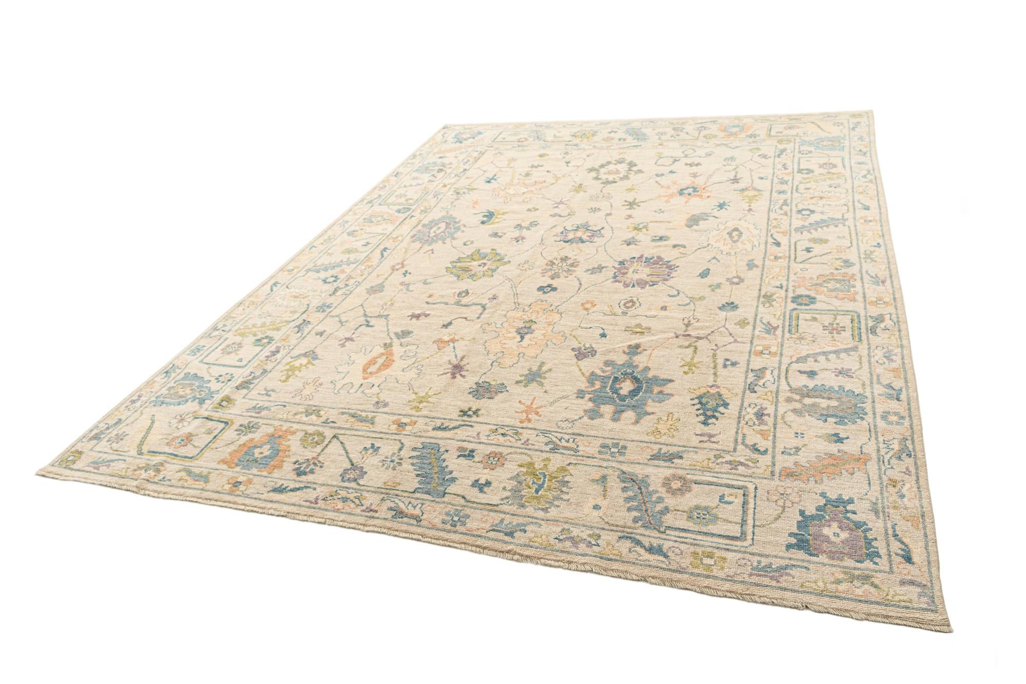 8' 11 x 11' 9 Hand Knotted Oushak Rug
