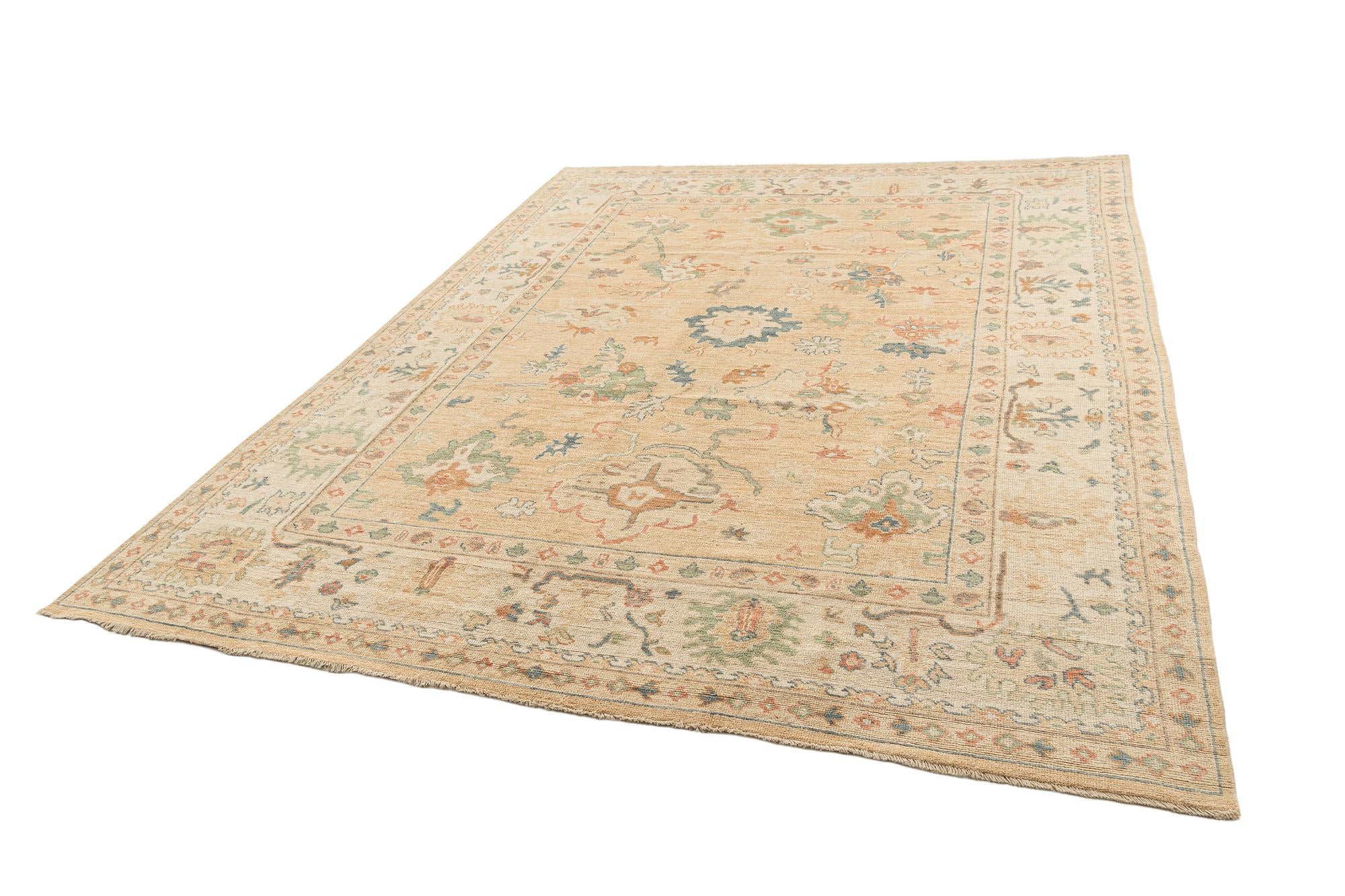 9' 1 x 11' 10 Hand Knotted Oushak Rug