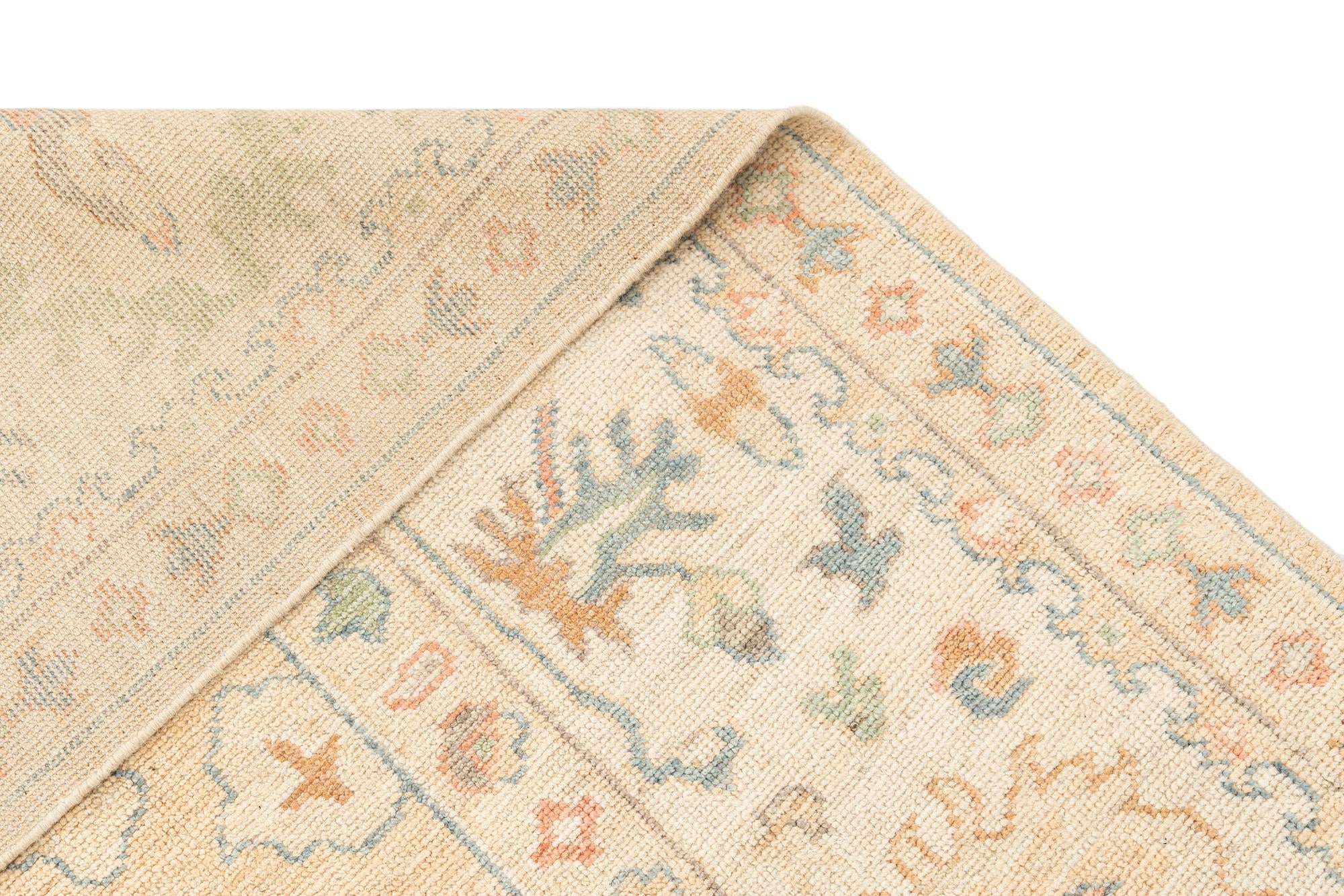 9' 1 x 11' 10 Hand Knotted Oushak Rug