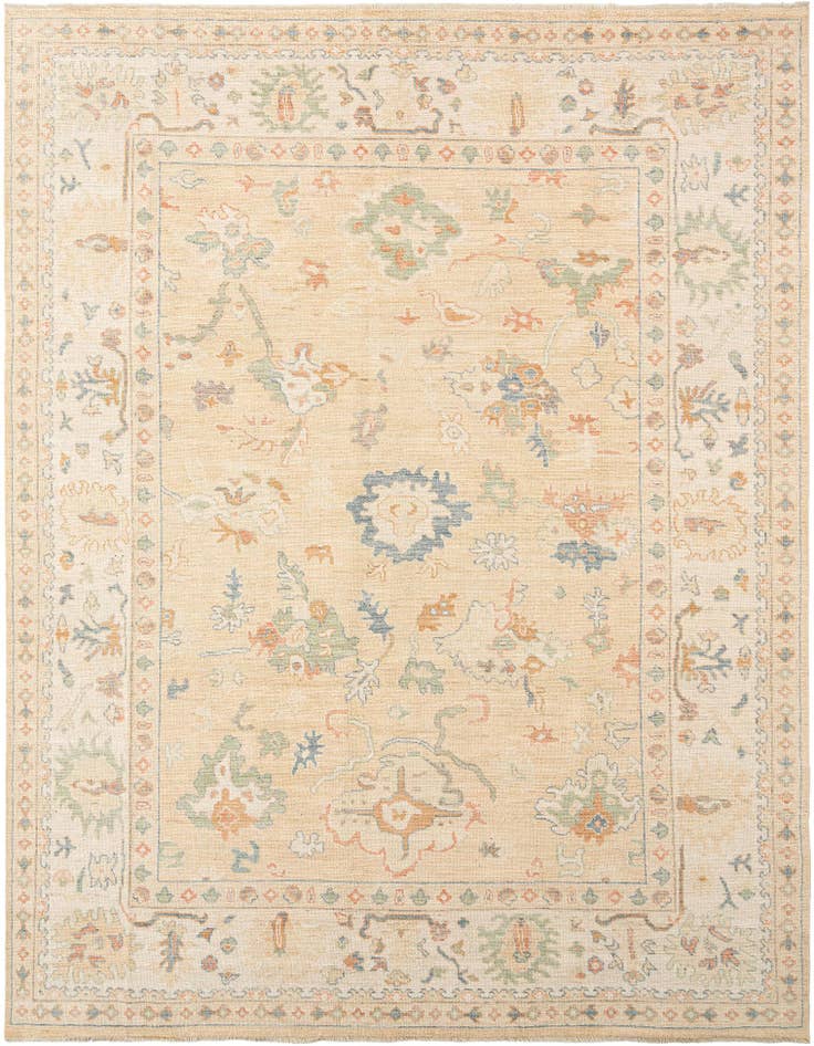 Detail image of 9' 1 x 11' 10 Hand Knotted Oushak Rug