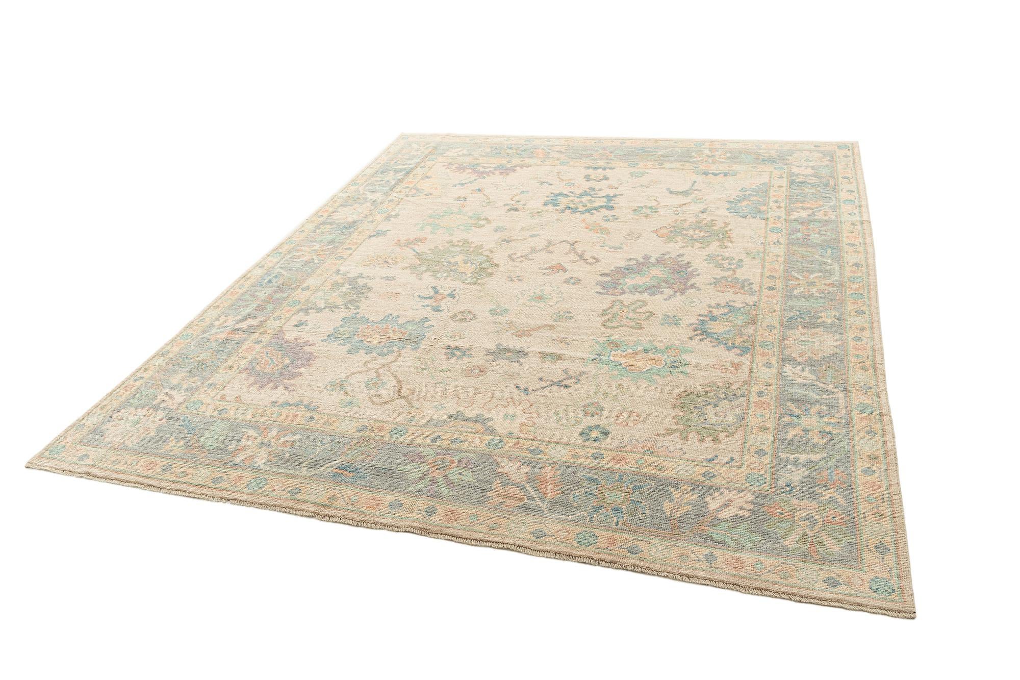 8' 1 x 9' 11 Hand Knotted Oushak Rug