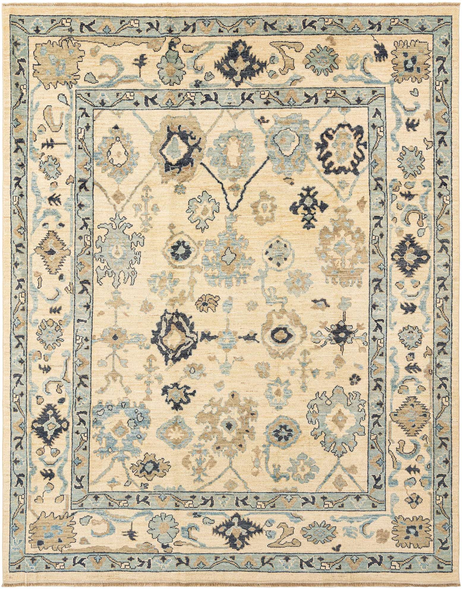 7' 10 x 9' 9 Hand Knotted Oushak Rug