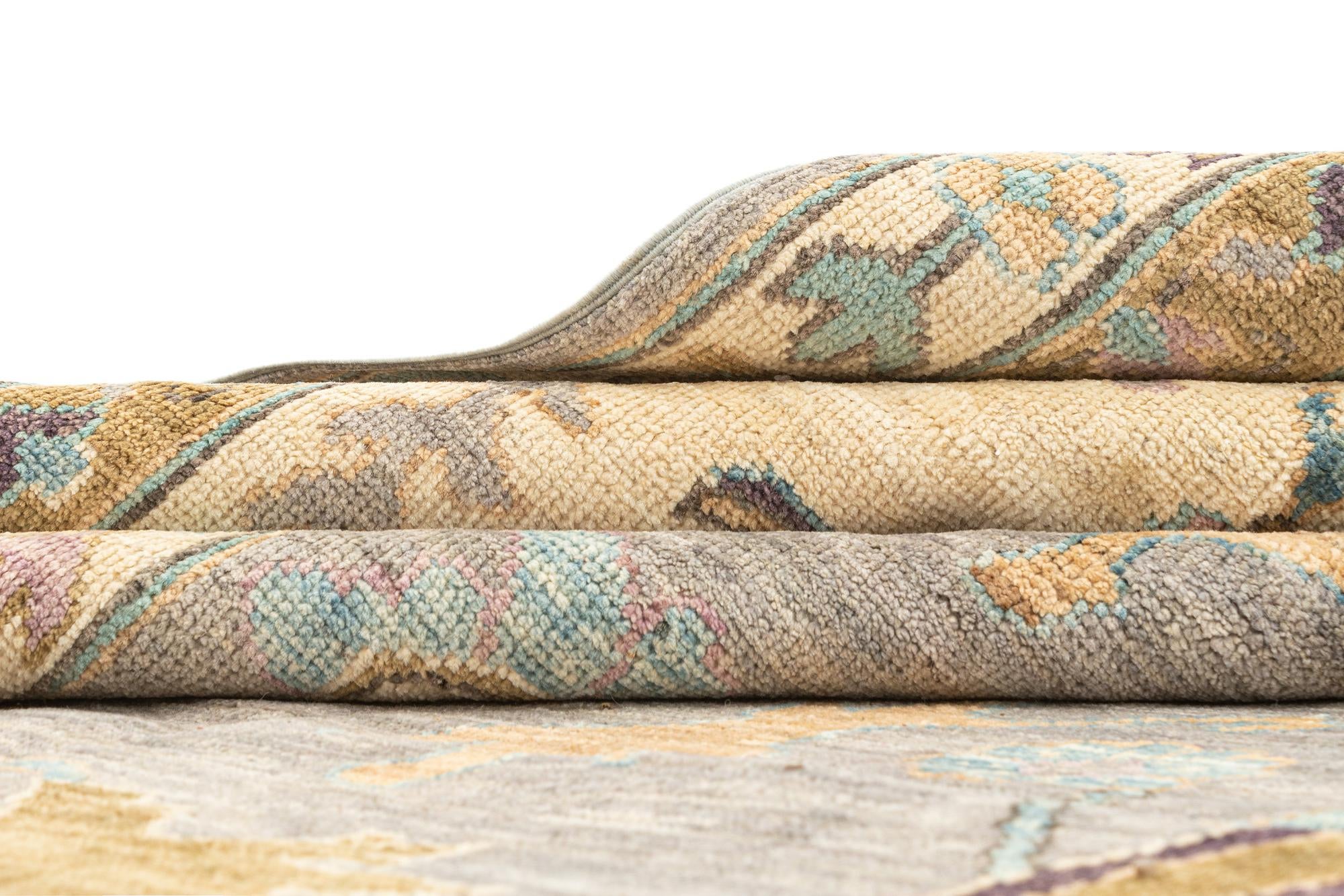 9' 1 x 11' 11 Hand Knotted Oushak Rug