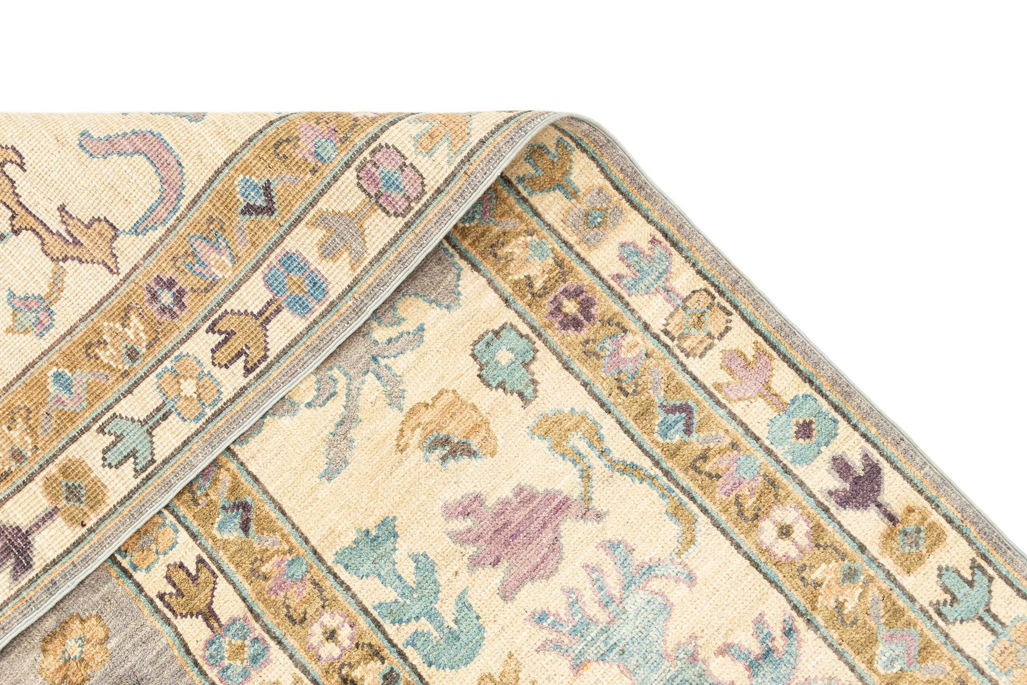 9' 1 x 11' 11 Hand Knotted Oushak Rug