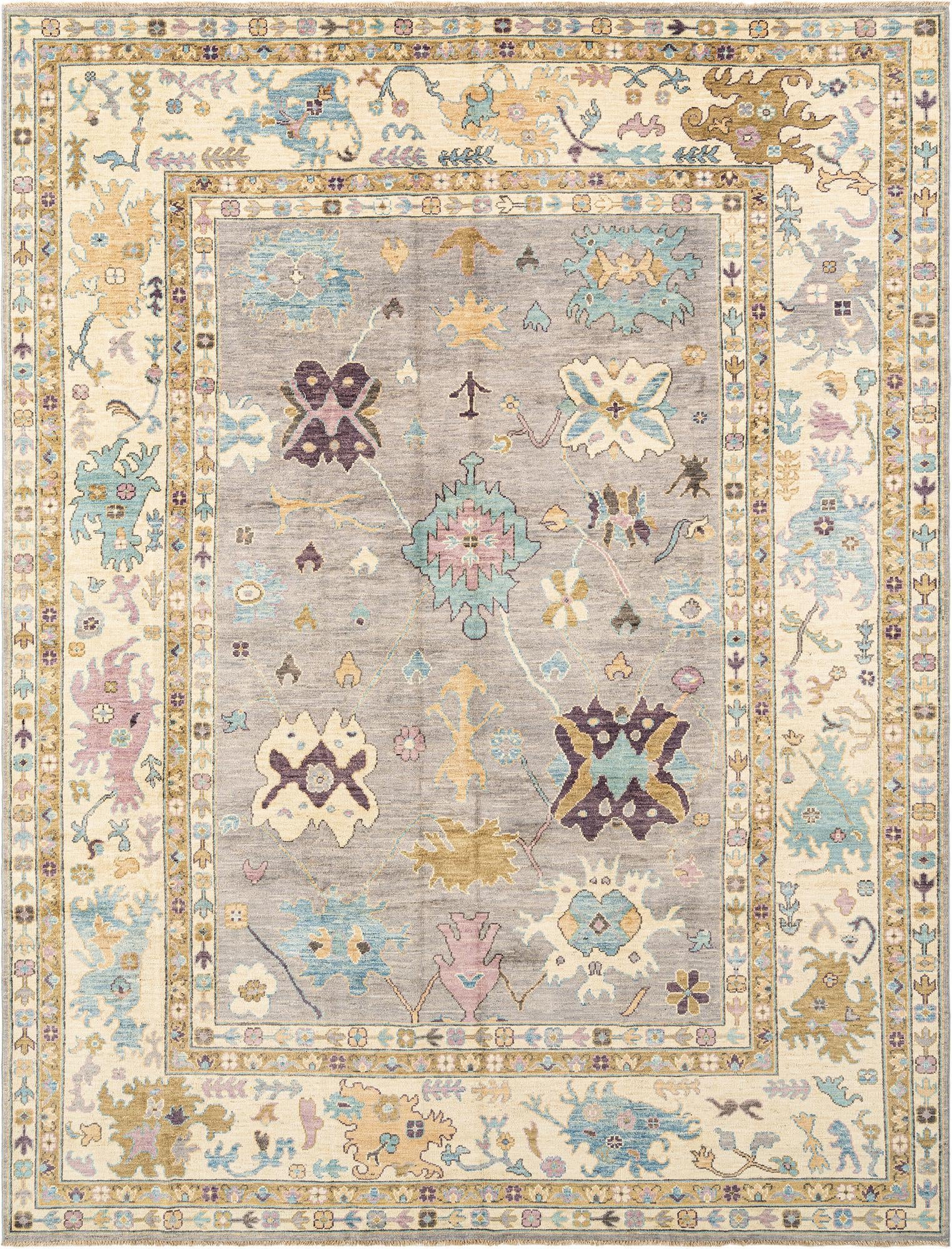 9' 1 x 11' 11 Hand Knotted Oushak Rug