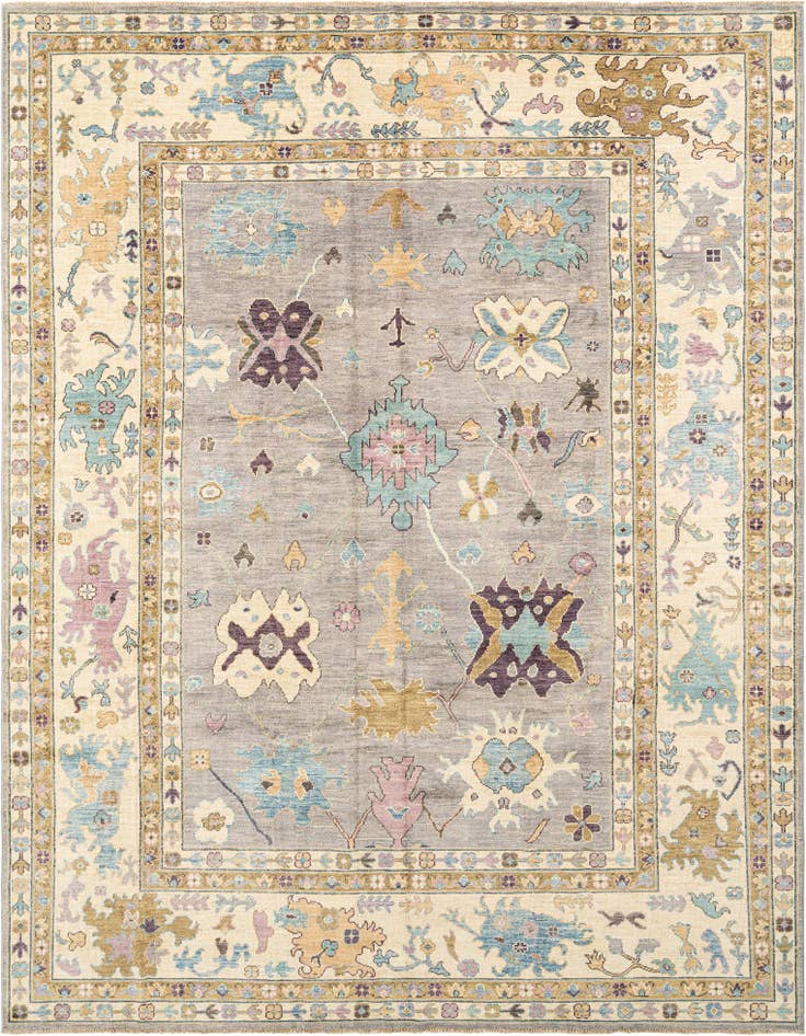 Detail image of 9' 1 x 11' 11 Hand Knotted Oushak Rug