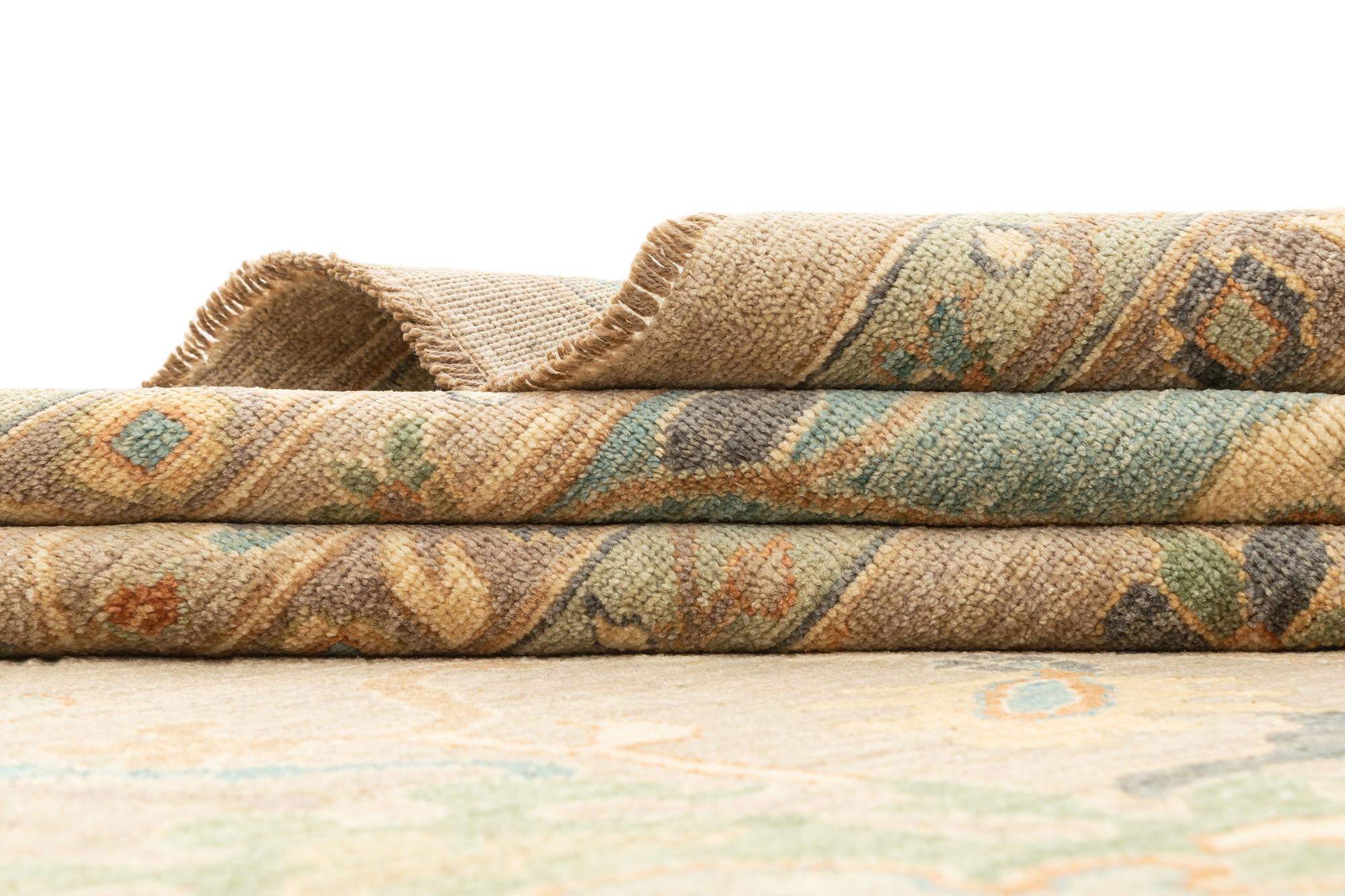 16' 1 x 23' Hand Knotted Oushak Rug