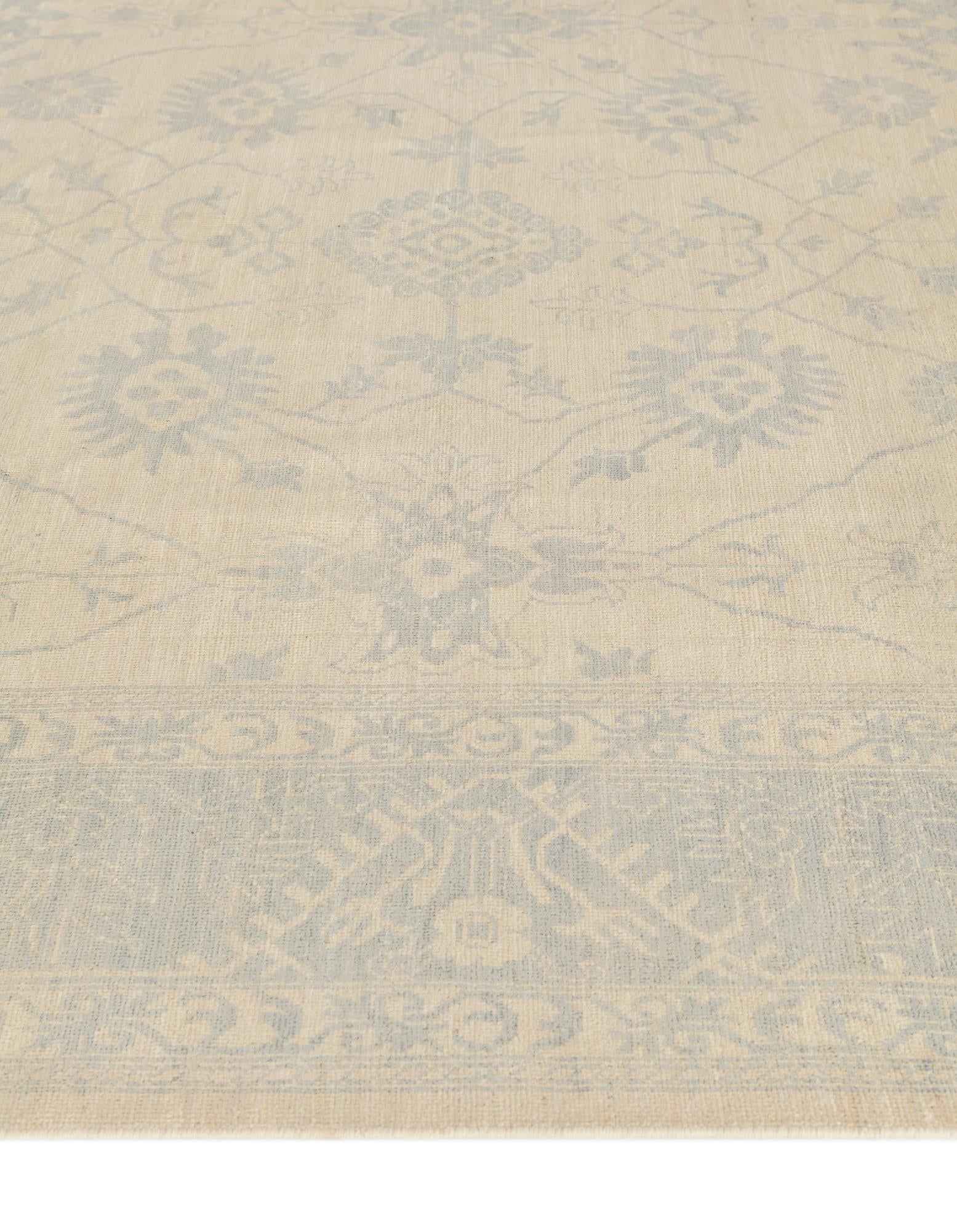 8' 7 x 12' 4 Hand Knotted Oushak Wool Rug
