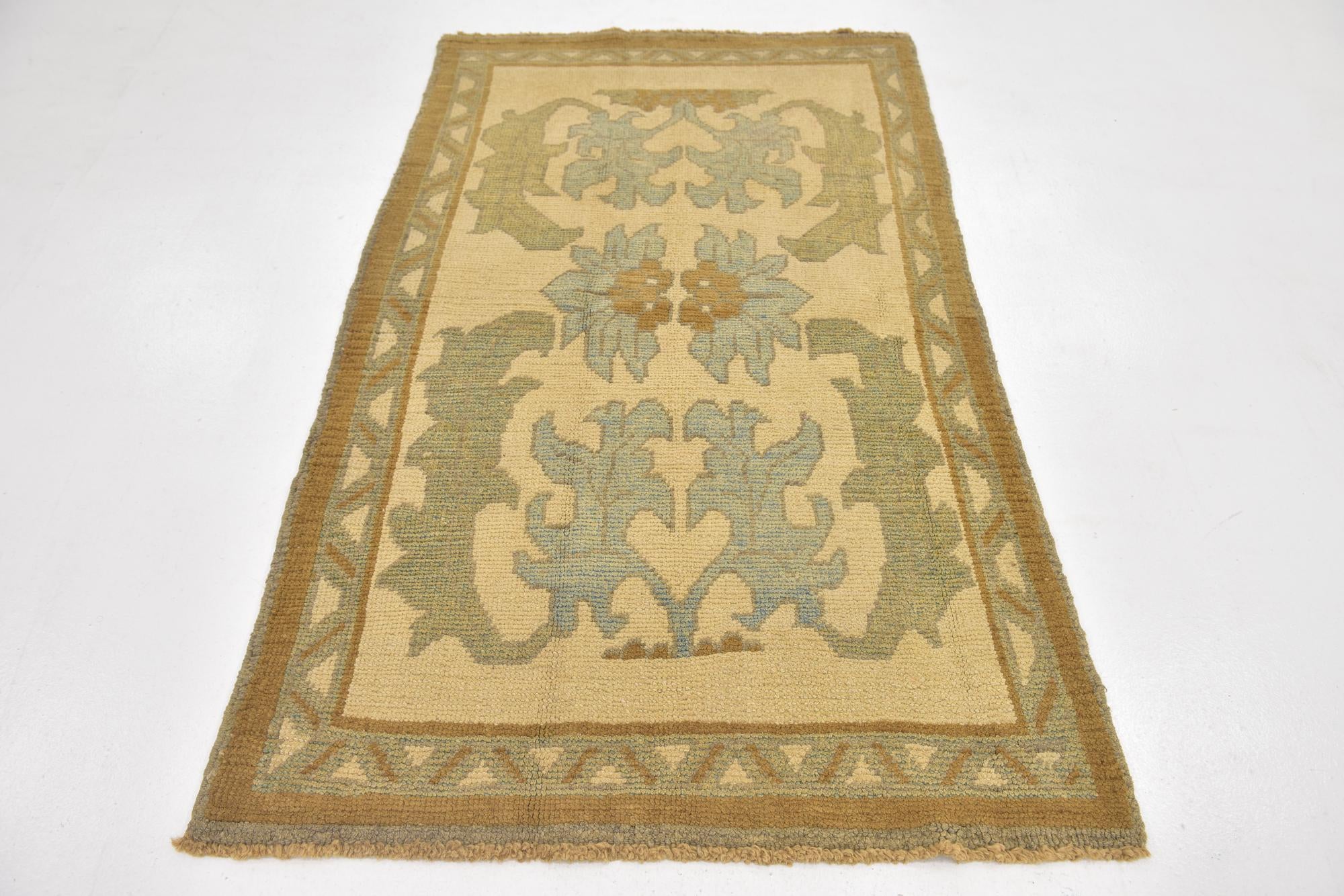 110cm x 195cm anudado a mano Oushak Alfombra Lana