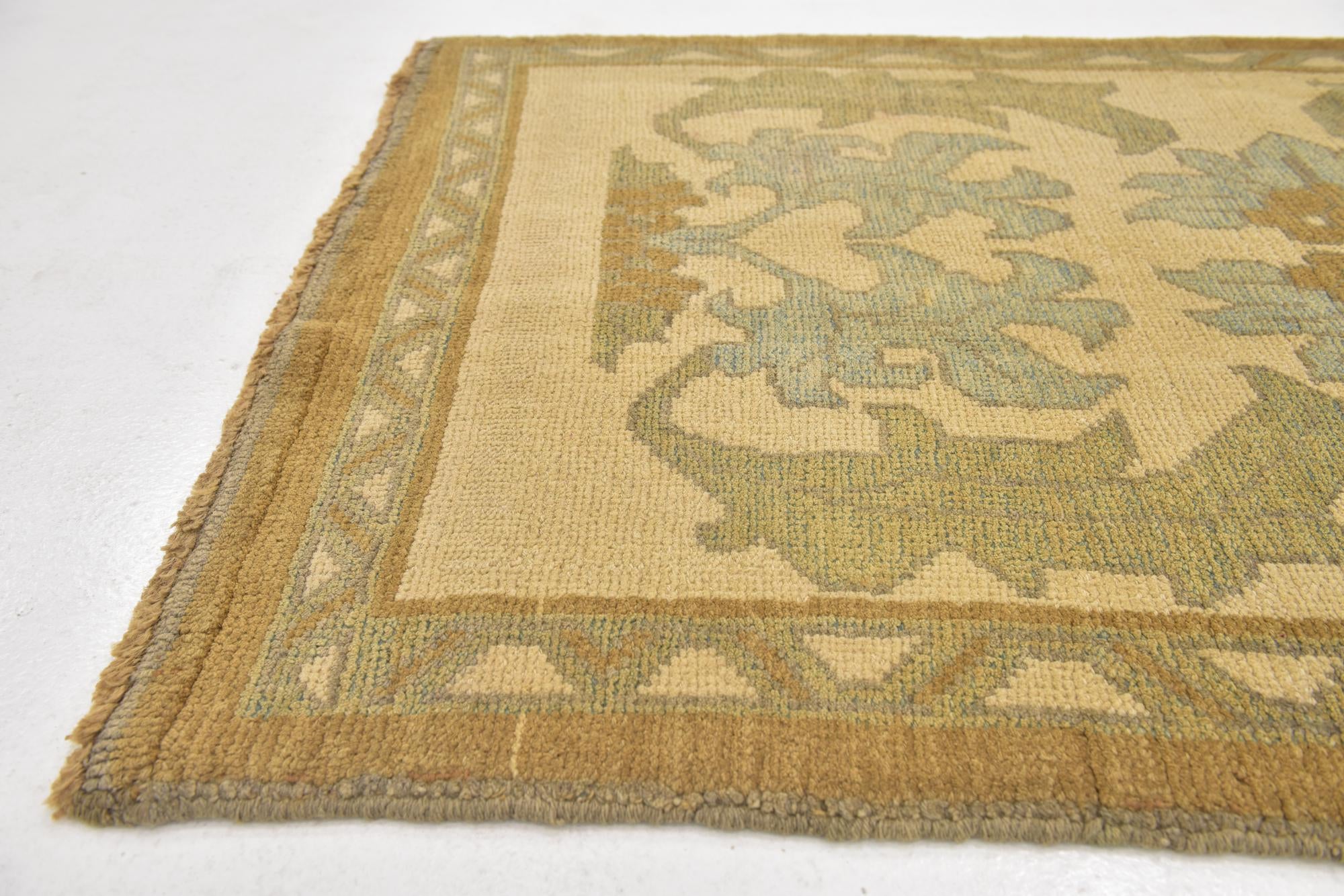 110cm x 195cm anudado a mano Oushak Alfombra Lana
