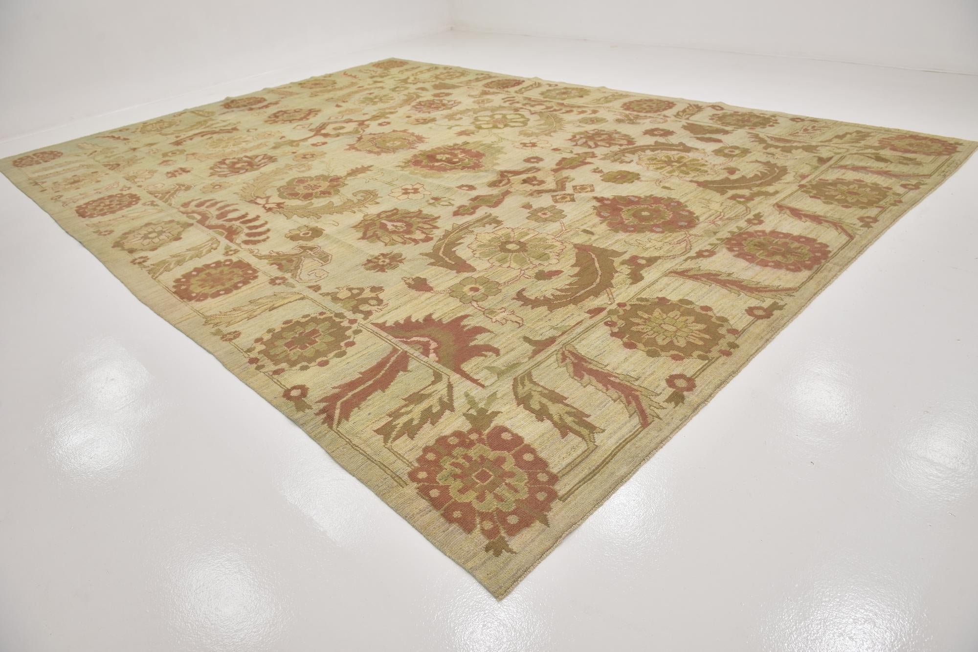 13' 5 x 18' 9 Hand Knotted Oushak Wool Rug