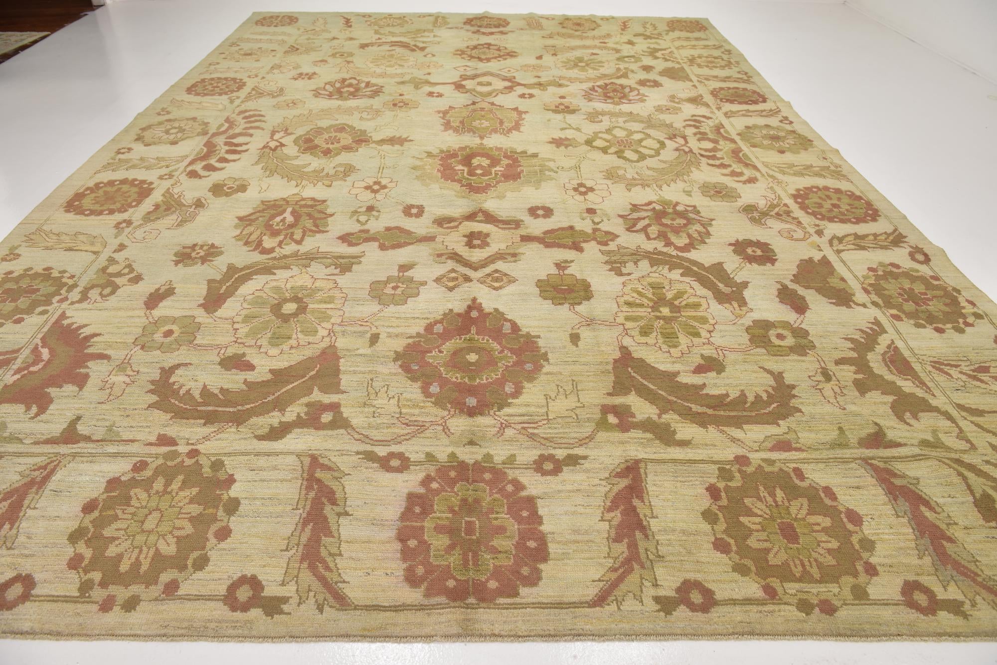 13' 5 x 18' 9 Hand Knotted Oushak Wool Rug