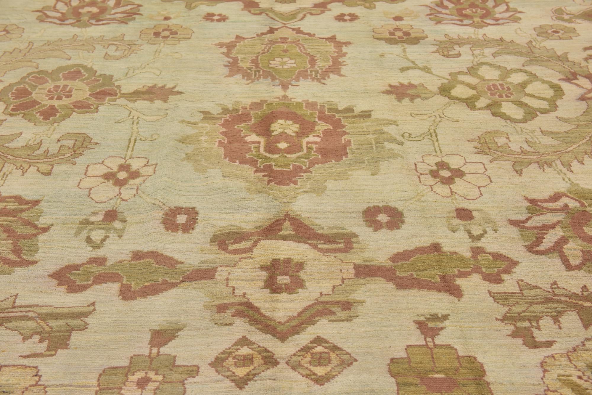 13' 5 x 18' 9 Hand Knotted Oushak Wool Rug