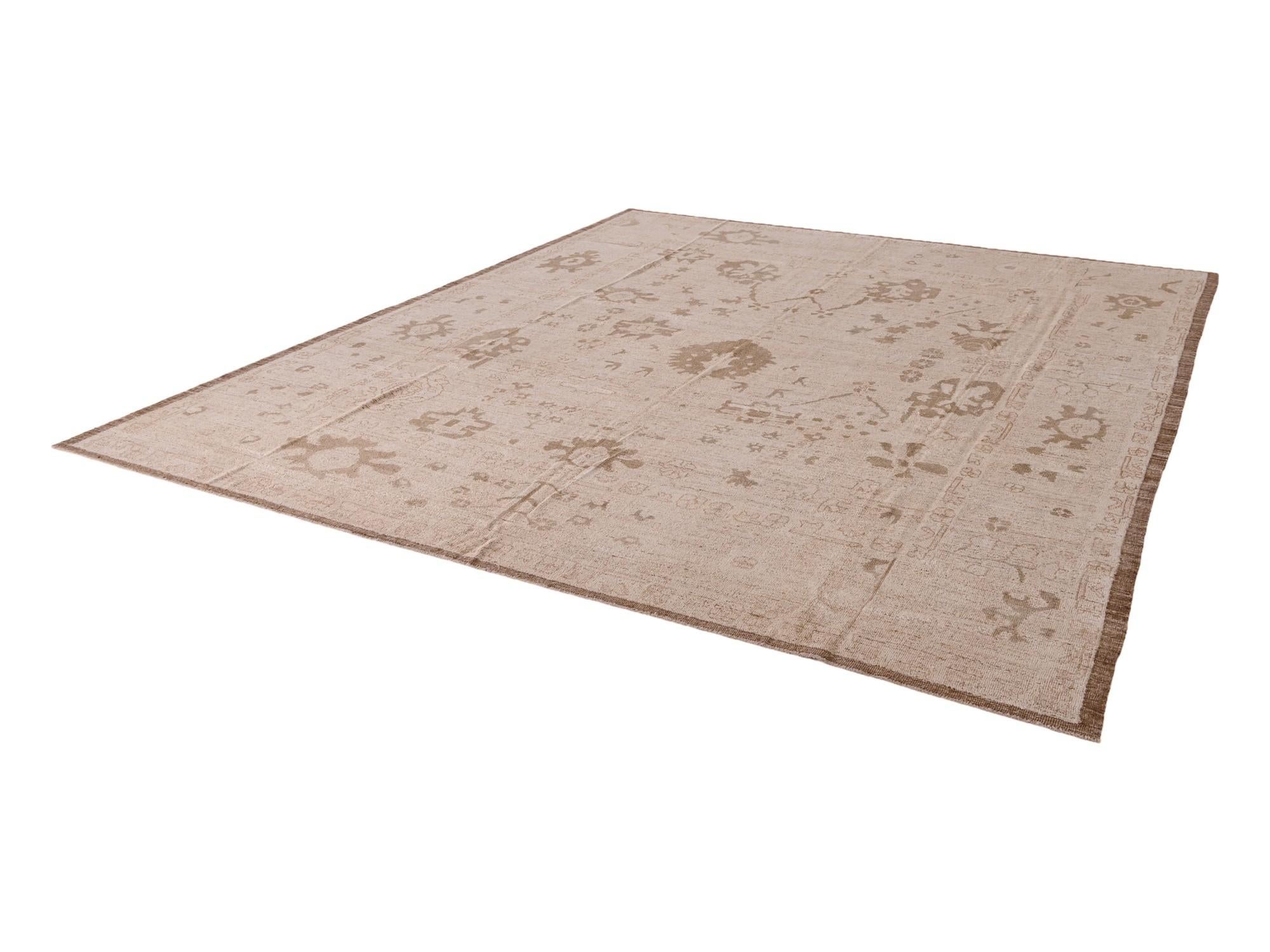 12' 11 x 15' 2 Hand Knotted Oushak Wool Rug