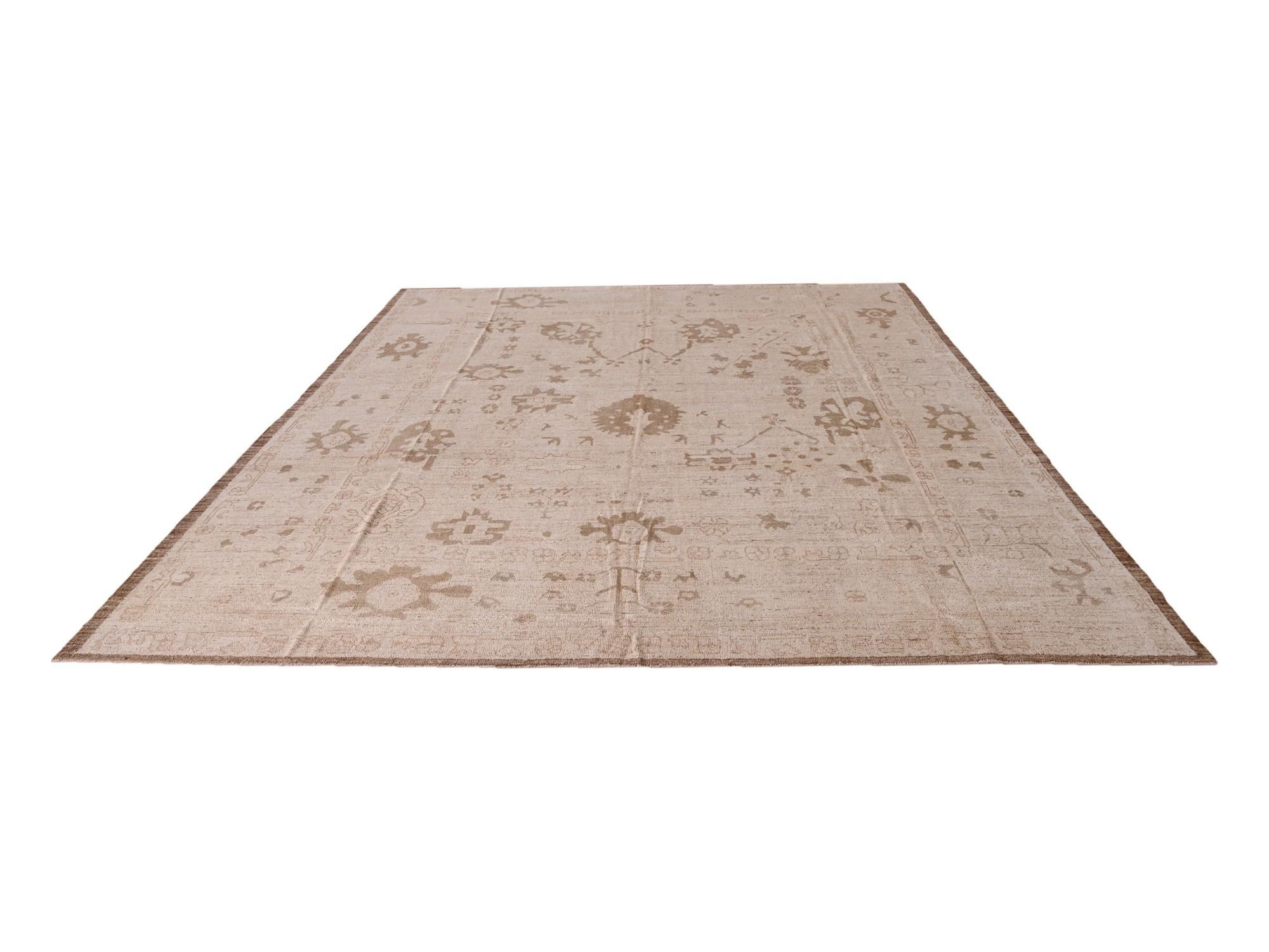 12' 11 x 15' 2 Hand Knotted Oushak Wool Rug