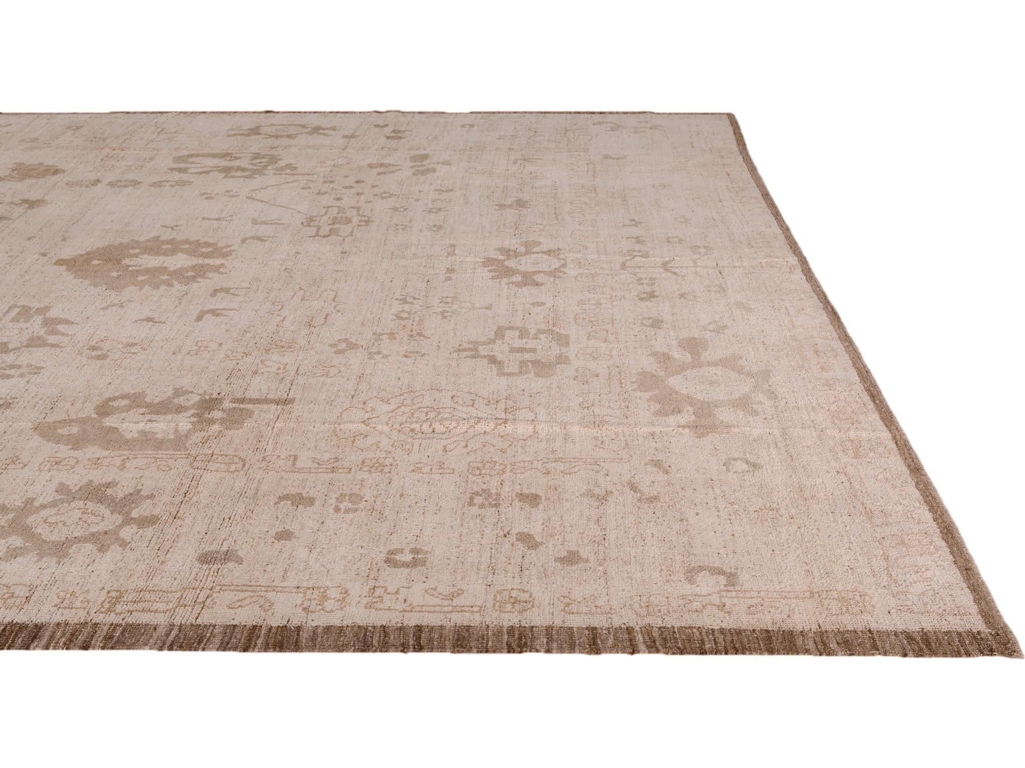 12' 11 x 15' 2 Hand Knotted Oushak Wool Rug
