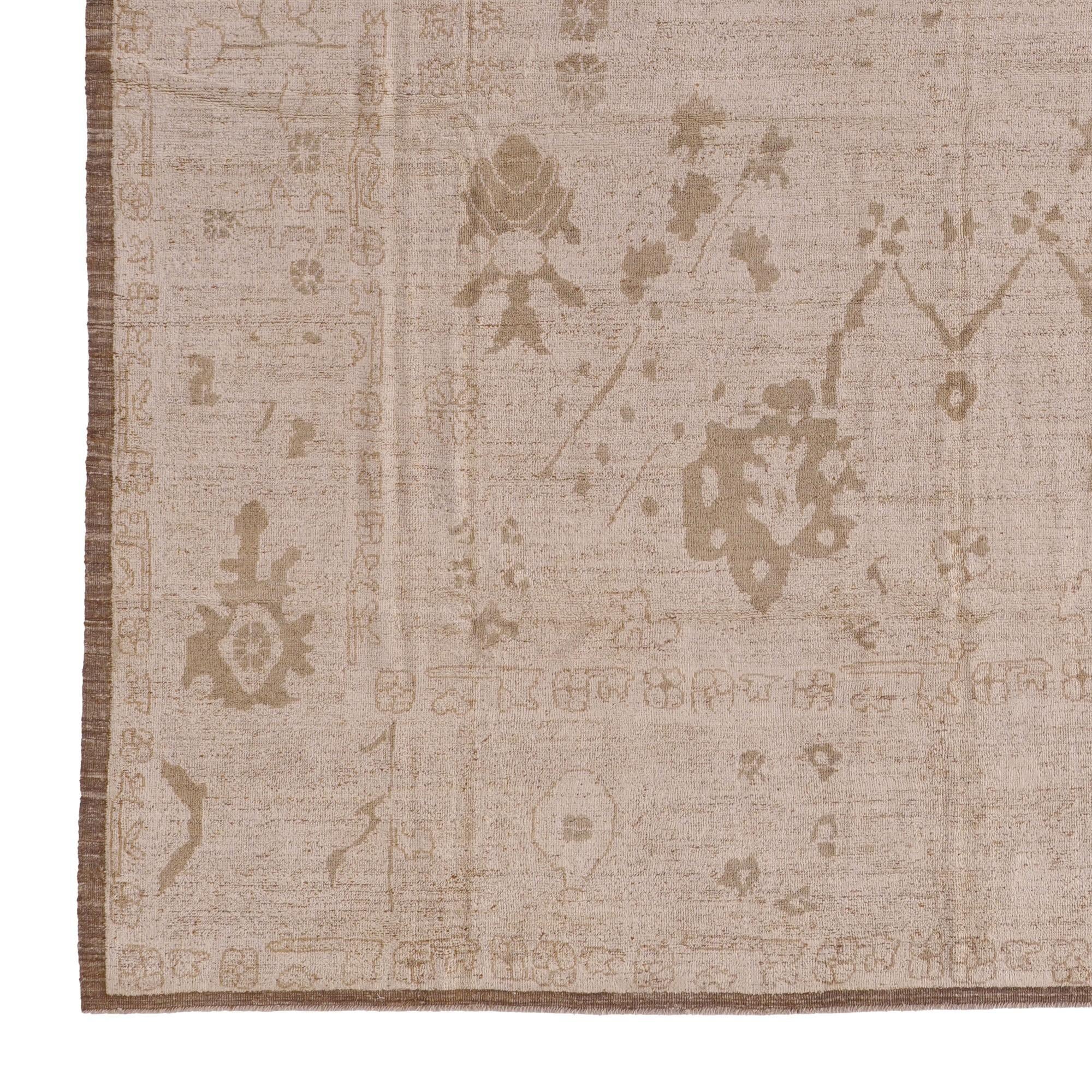 12' 11 x 15' 2 Hand Knotted Oushak Wool Rug