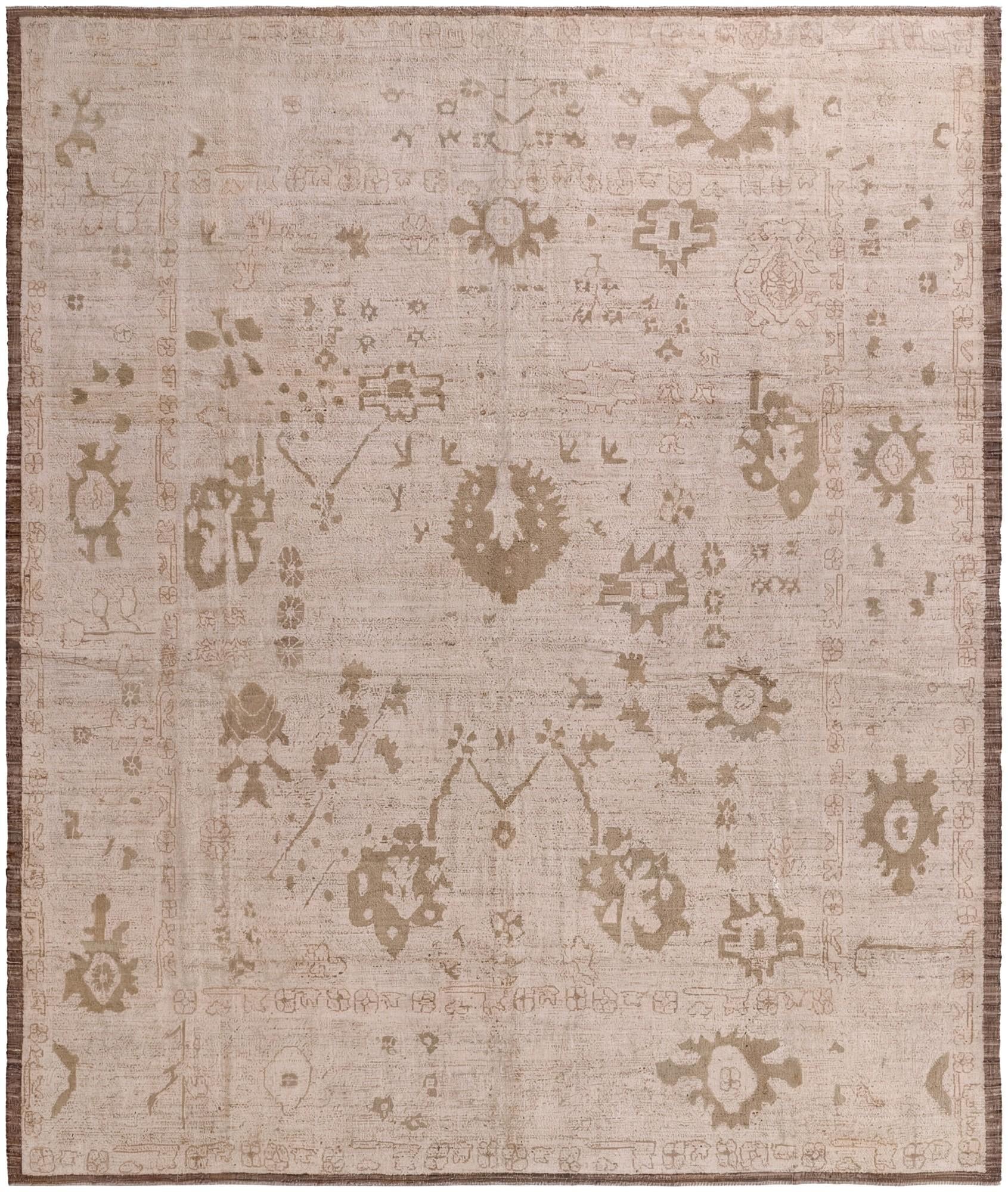 12' 11 x 15' 2 Hand Knotted Oushak Wool Rug