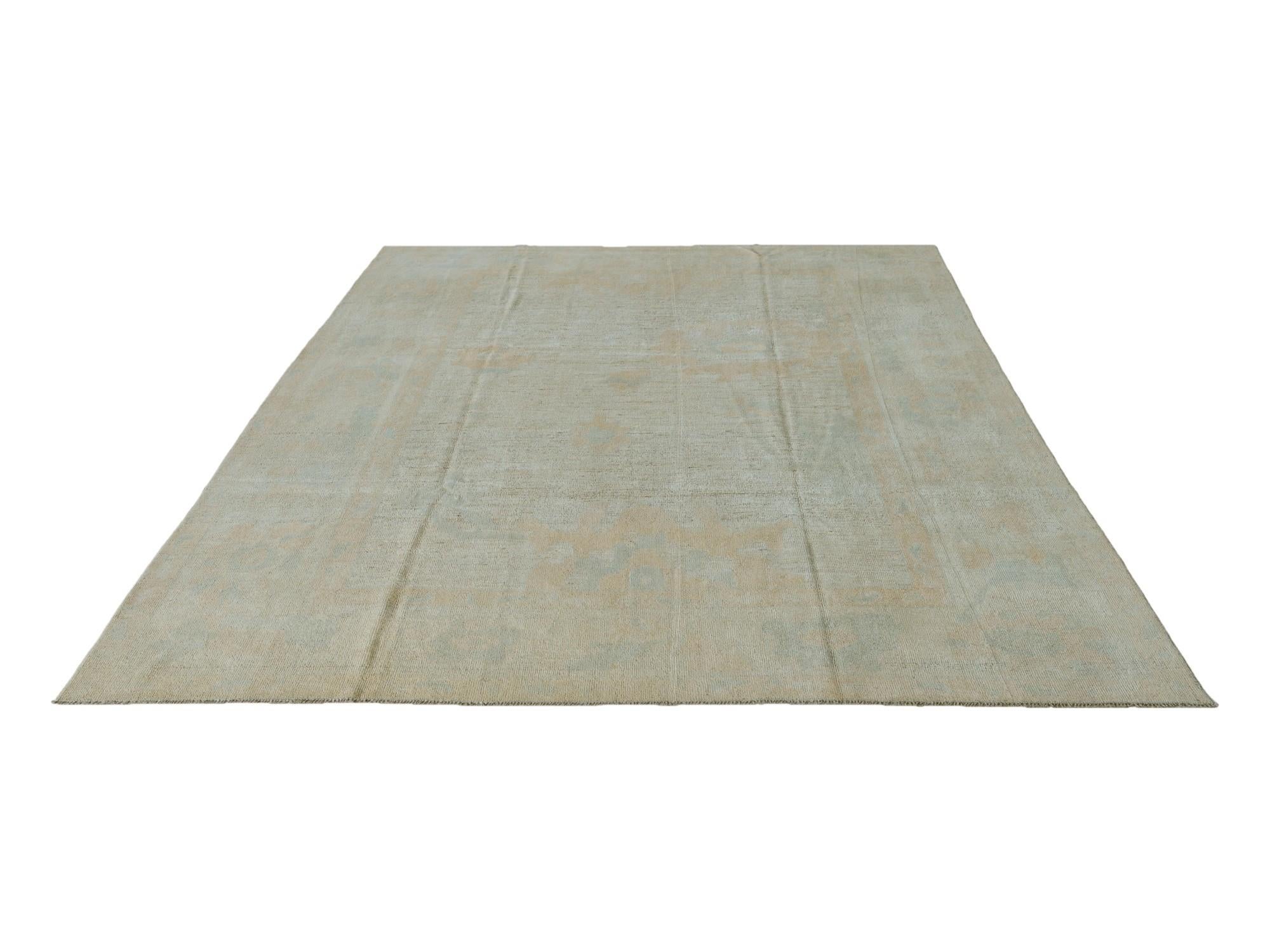 8' 11 x 11' 6 Hand Knotted Oushak Wool Rug