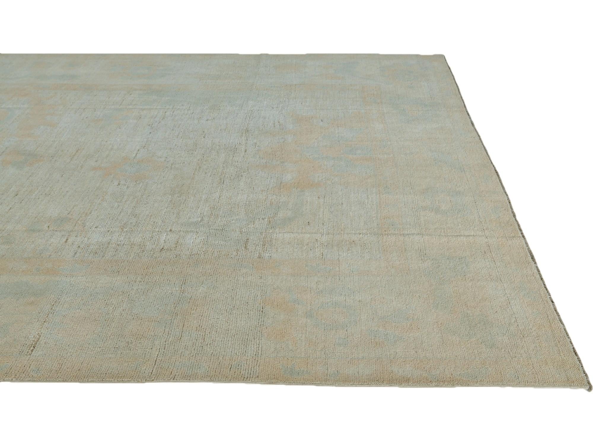8' 11 x 11' 6 Hand Knotted Oushak Wool Rug