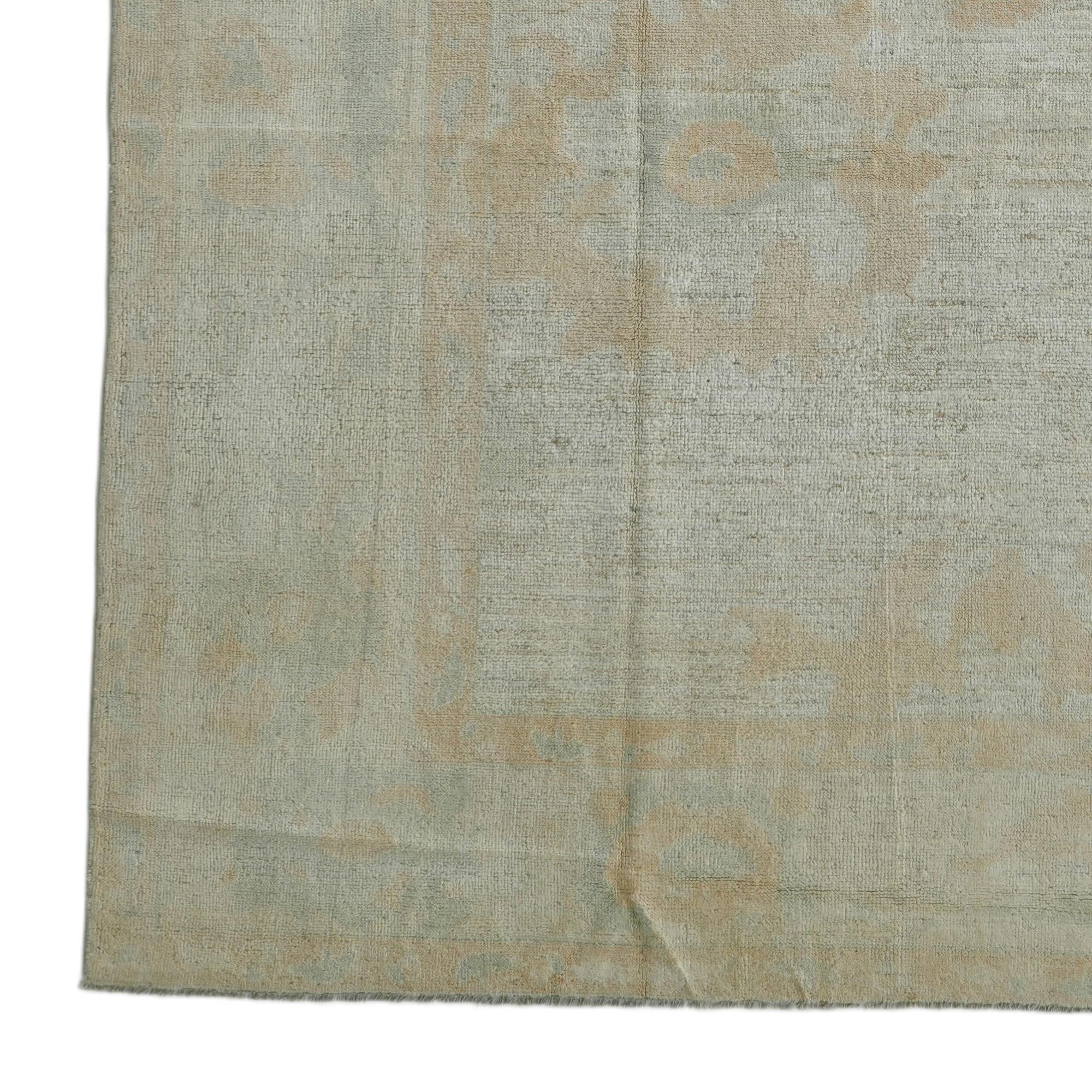 8' 11 x 11' 6 Hand Knotted Oushak Wool Rug
