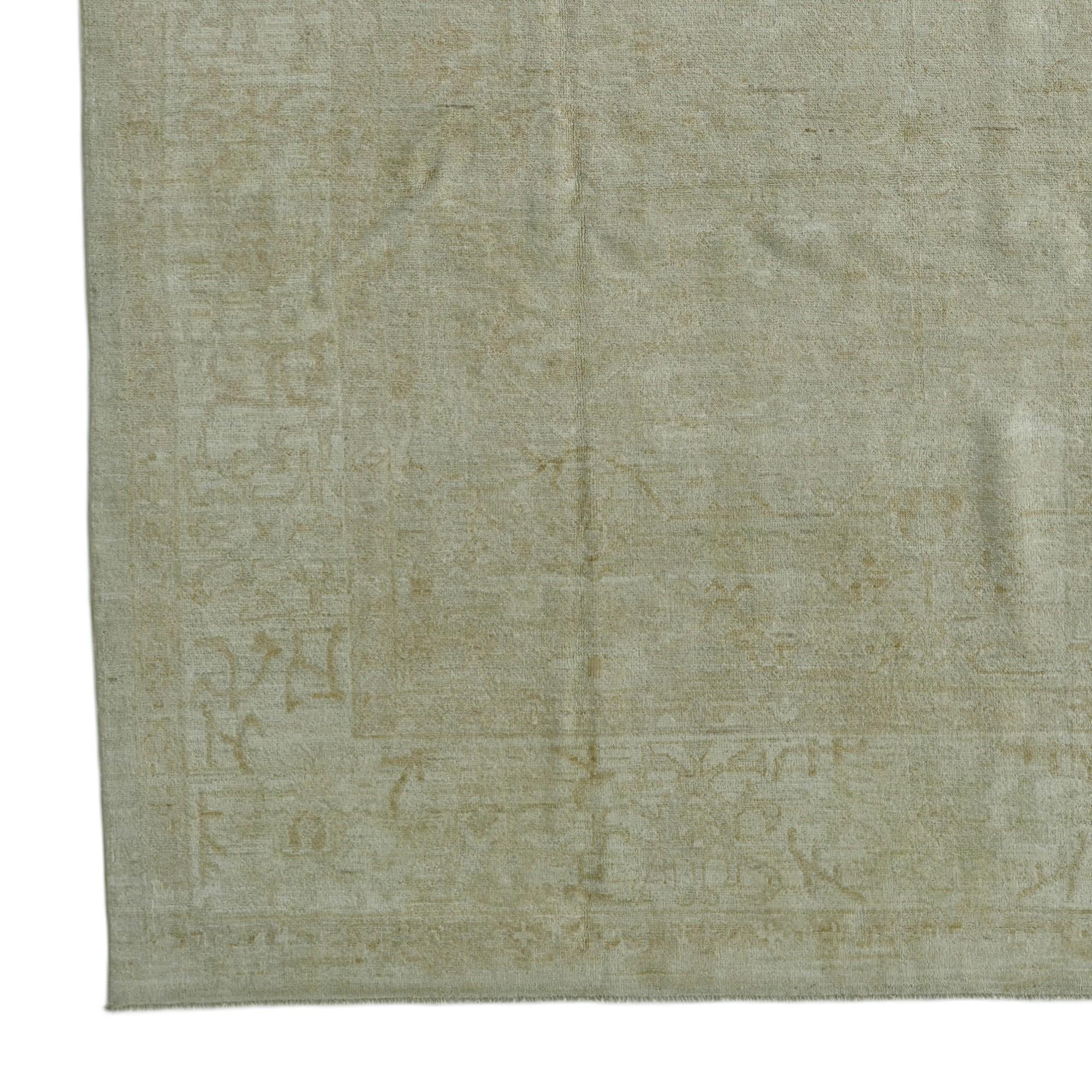 8' 11 x 11' 9 Hand Knotted Oushak Wool Rug