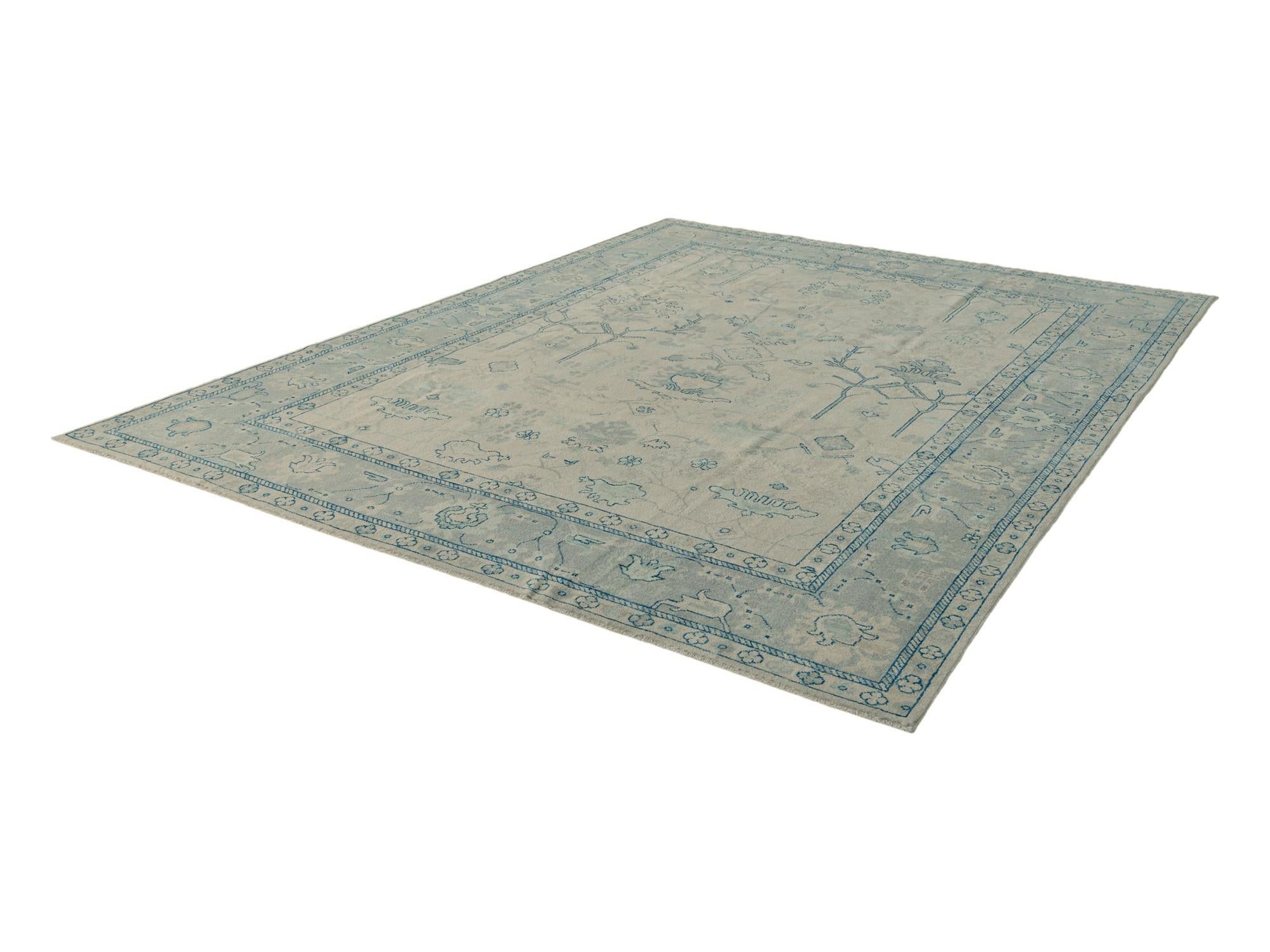 9' x 11' 9 Hand Knotted Oushak Wool Rug