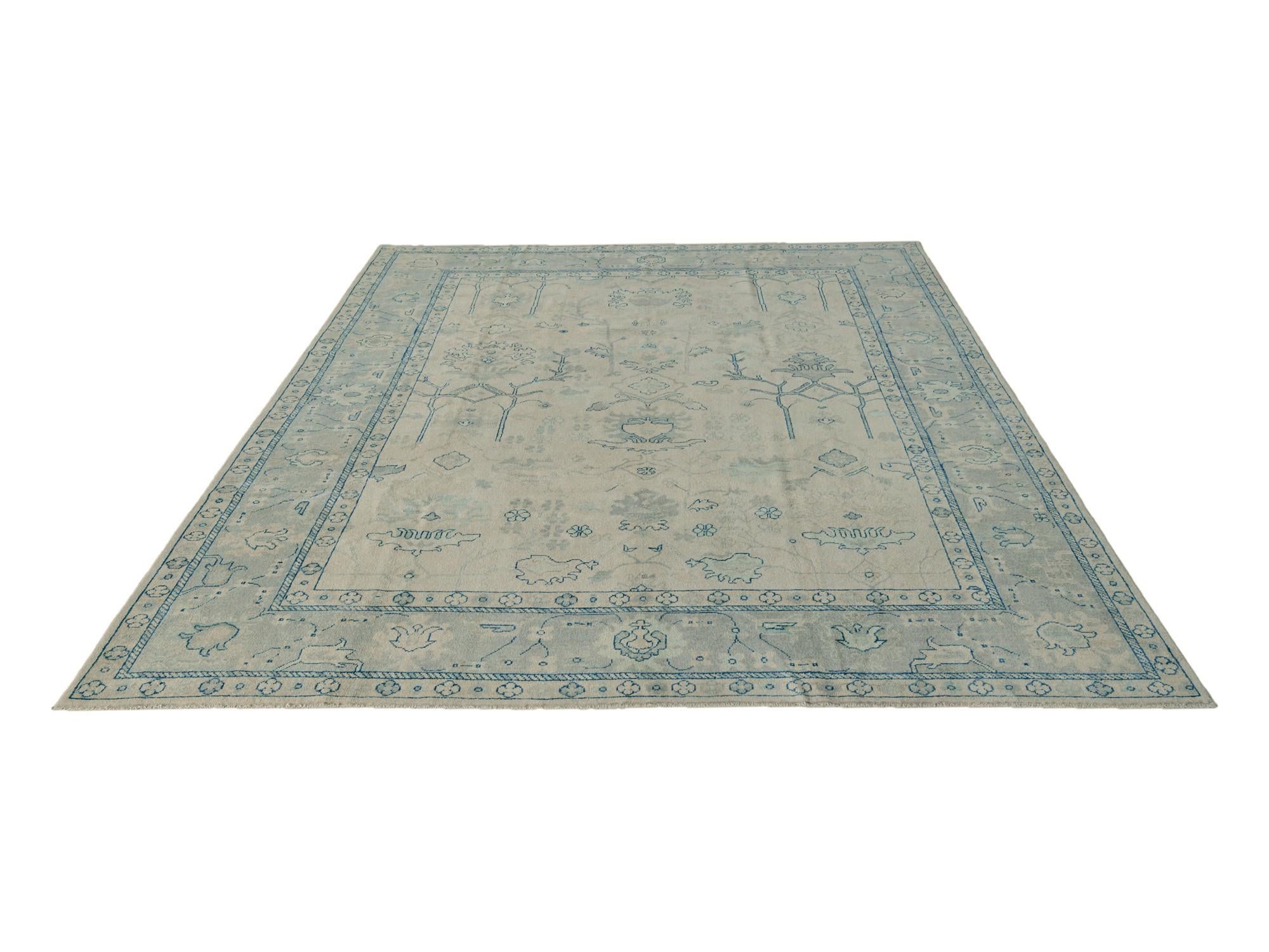 9' x 11' 9 Hand Knotted Oushak Wool Rug