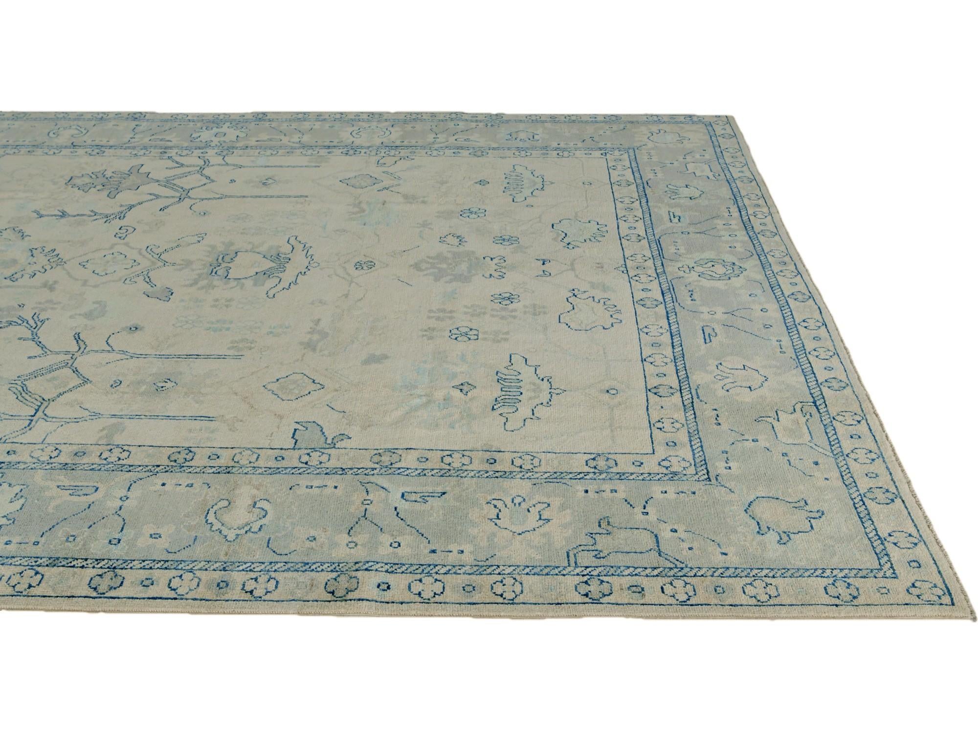 9' x 11' 9 Hand Knotted Oushak Wool Rug