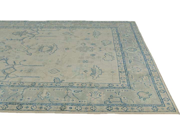 9' x 11' 9 Hand Knotted Oushak Wool Rug