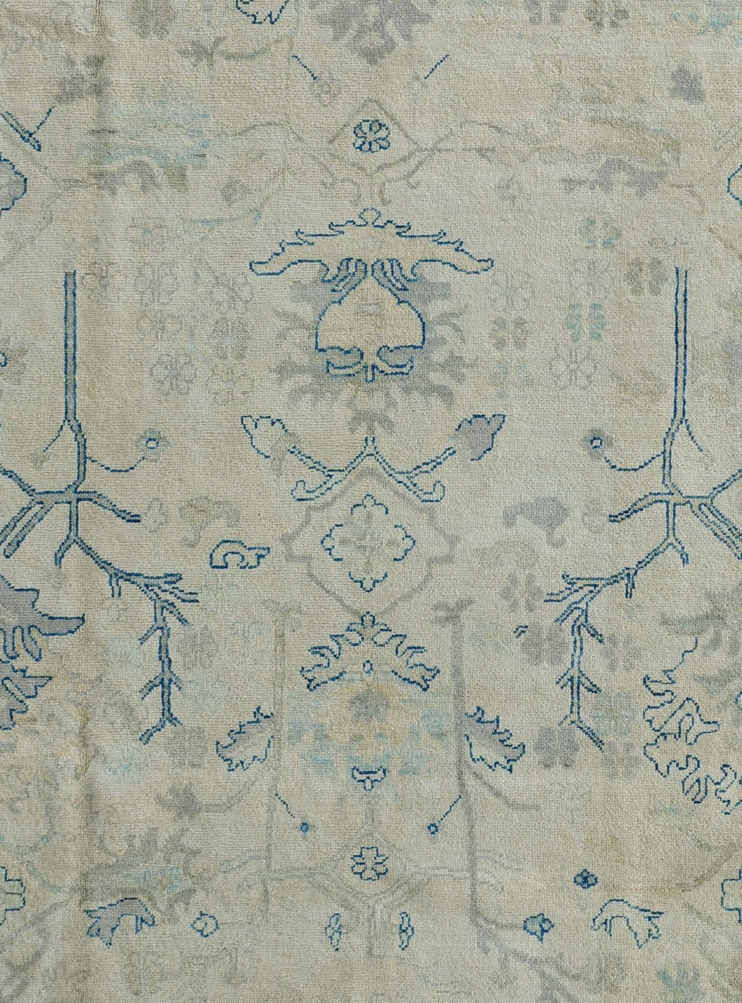 9' x 11' 9 Hand Knotted Oushak Wool Rug