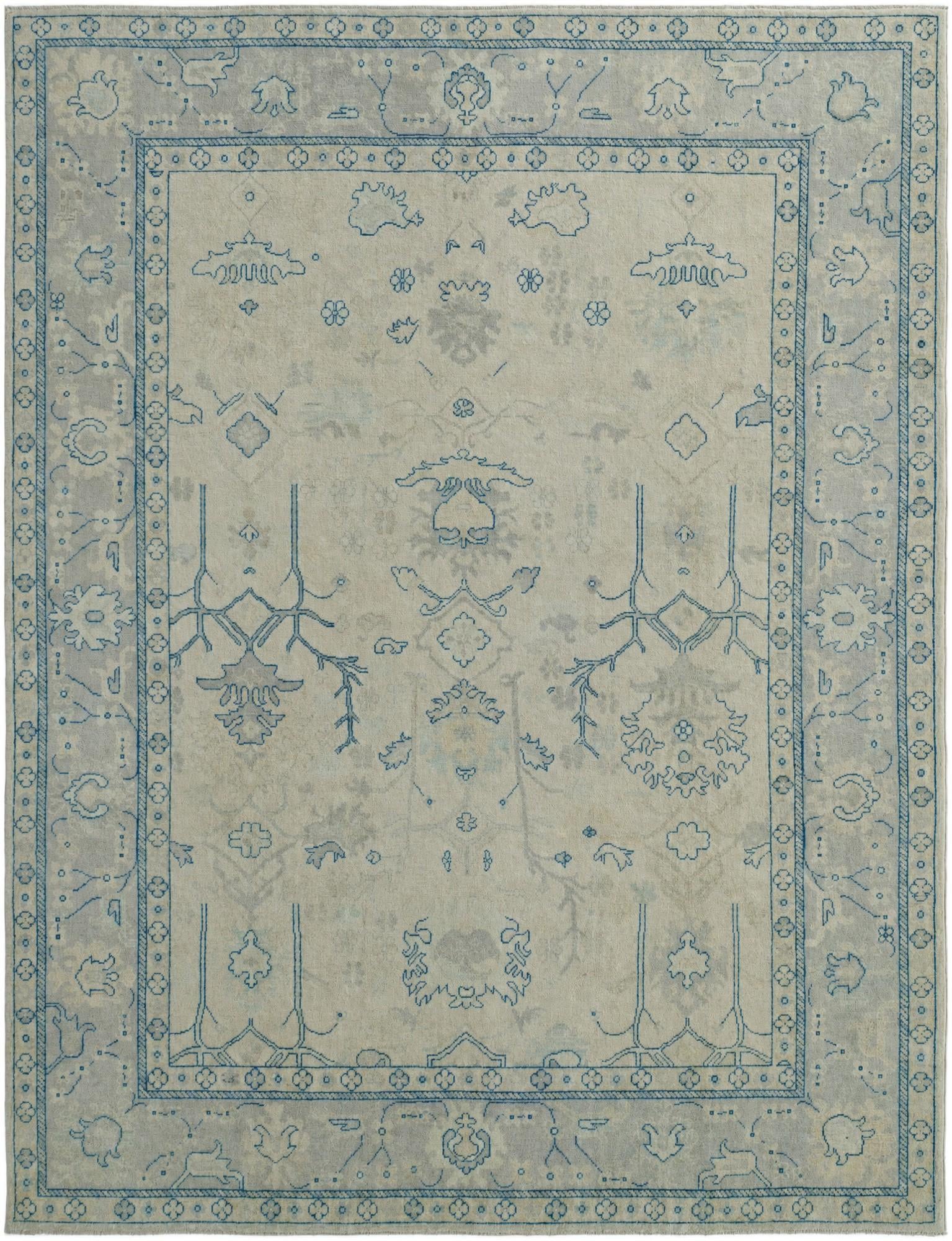 9' x 11' 9 Hand Knotted Oushak Wool Rug
