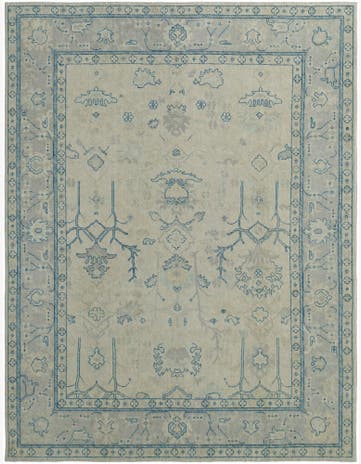 9' x 11' 9 Hand Knotted Oushak Wool Rug