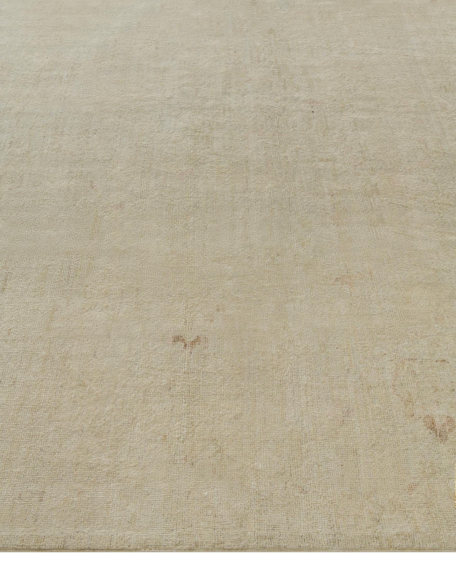 9' x 12' 3 Hand Knotted Oushak Wool Rug