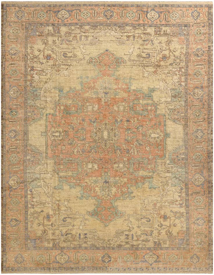 Detail image of 9' 5 x 12' 1 Hand Knotted Oushak Wool Rug