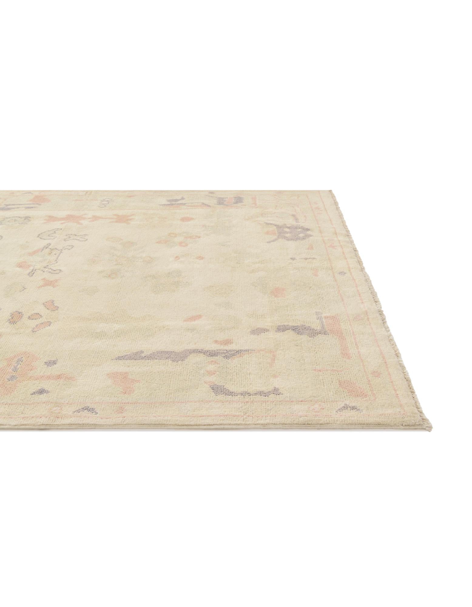 4' 7 x 6' 1 Hand Knotted Oushak Wool Rug