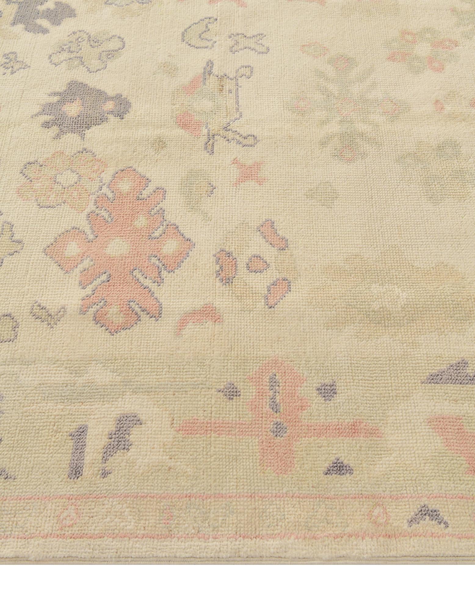 4' 7 x 6' 1 Hand Knotted Oushak Wool Rug