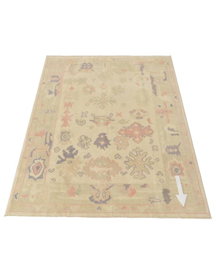 Detail image of 4' 7 x 6' 1  Hand Knotted Oushak Wool Rug