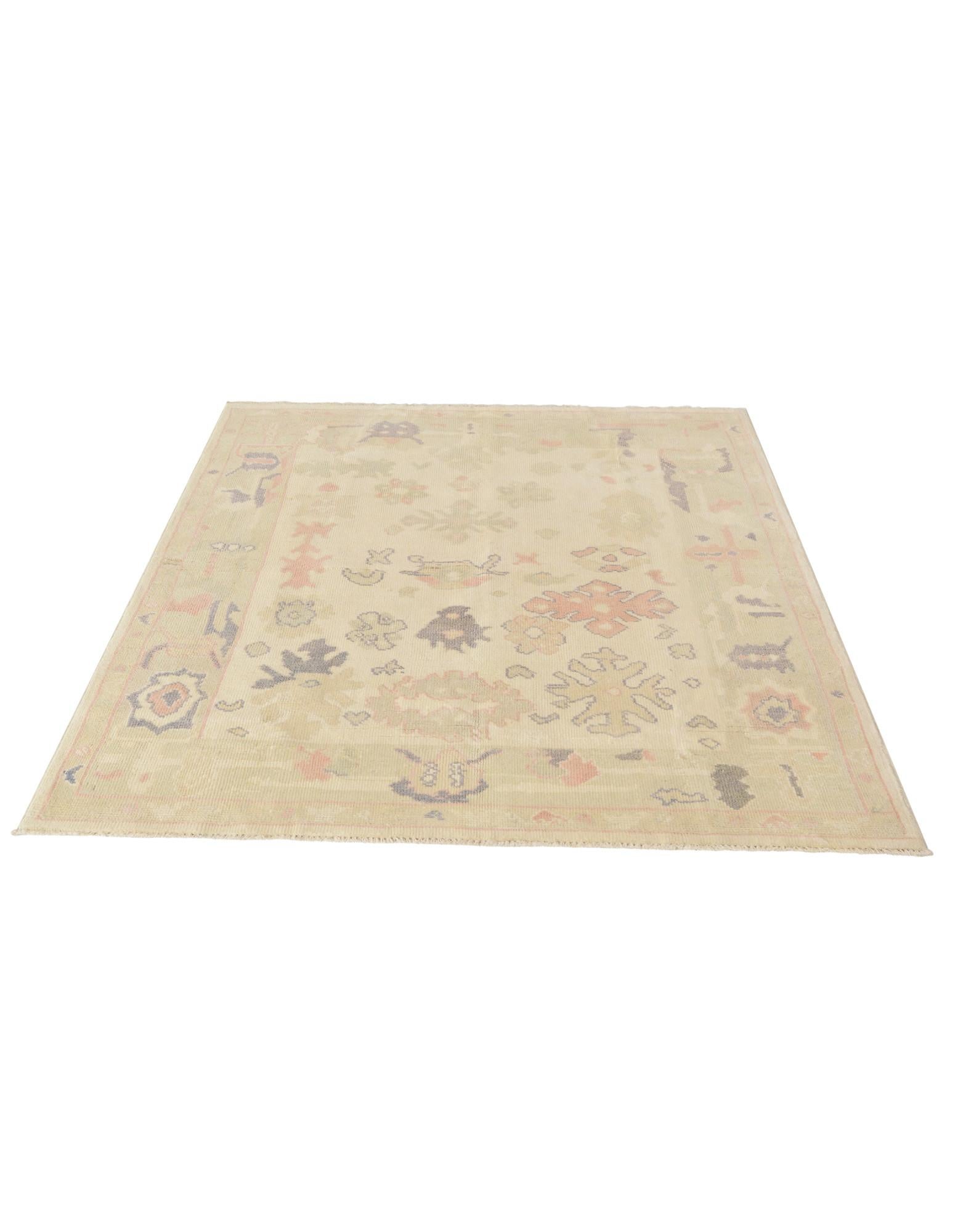 4' 7 x 6' 1 Hand Knotted Oushak Wool Rug