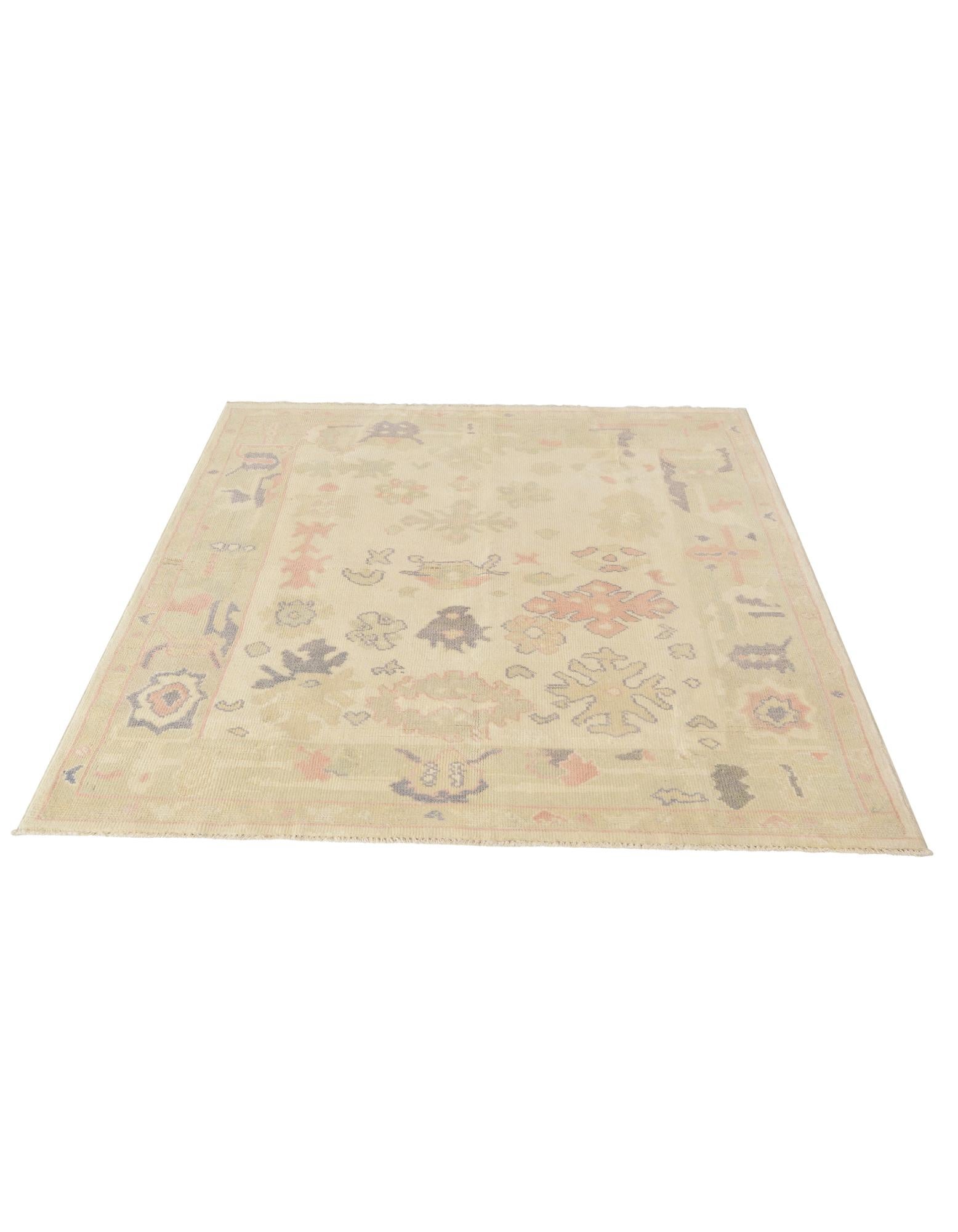 4' 7 x 6' 1 Hand Knotted Oushak Wool Rug