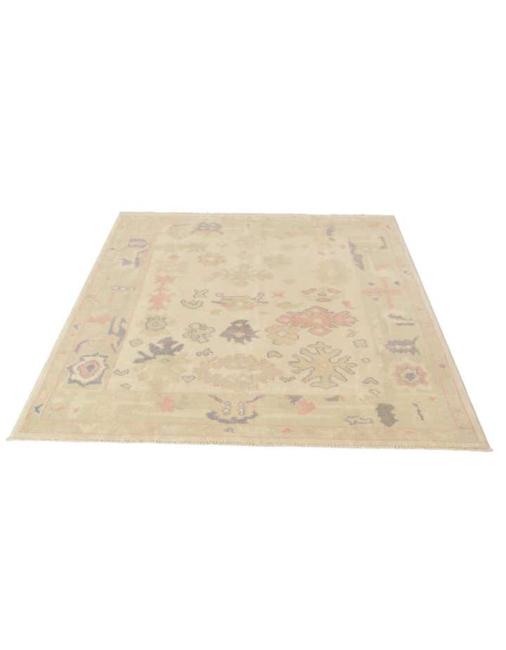 4' 7 x 6' 1 Hand Knotted Oushak Wool Rug