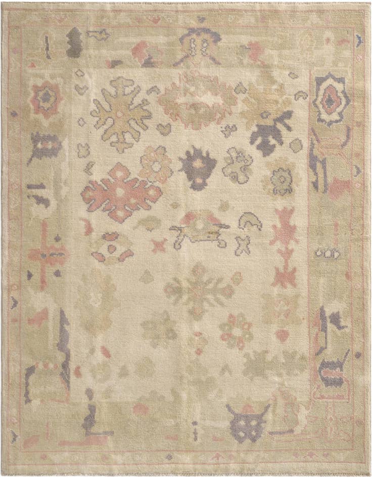 Detail image of 4' 7 x 6' 1 Hand Knotted Oushak Wool Rug