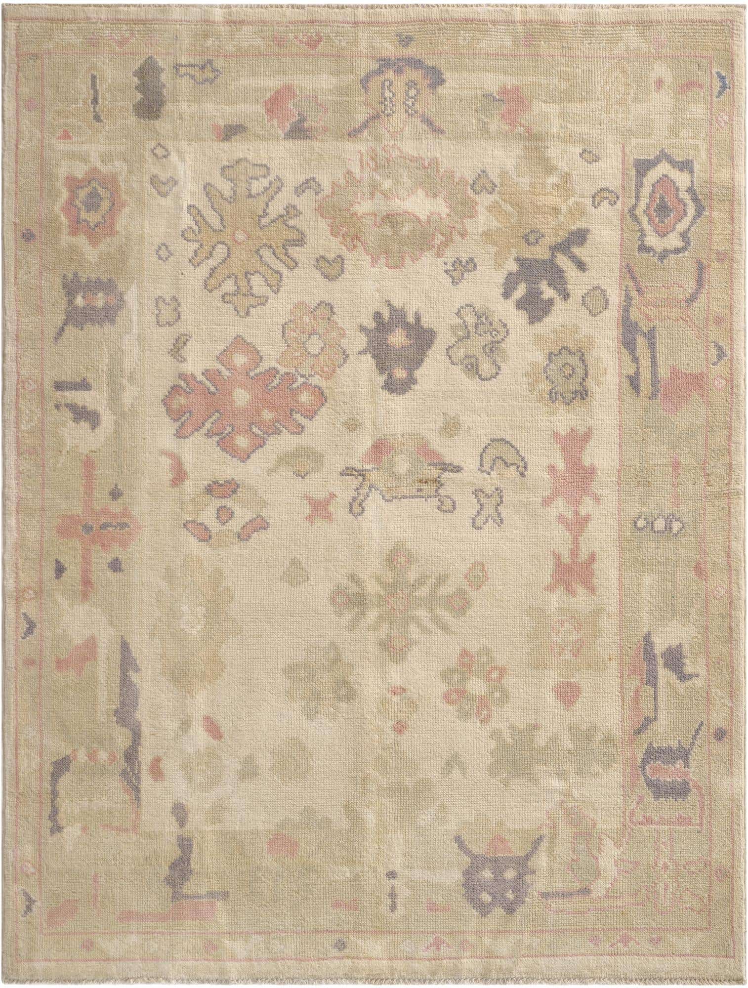 4' 7 x 6' 1 Hand Knotted Oushak Wool Rug