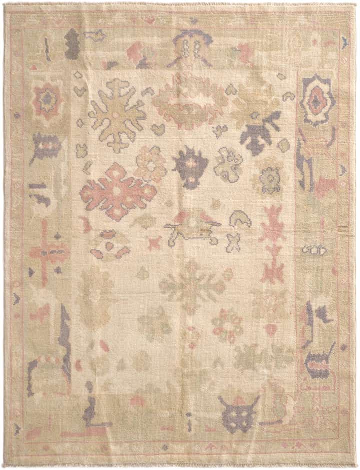4' 7 x 6' 1 Hand Knotted Oushak Wool Rug