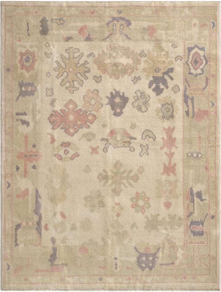 4' 7 x 6' 1 Hand Knotted Oushak Wool Rug
